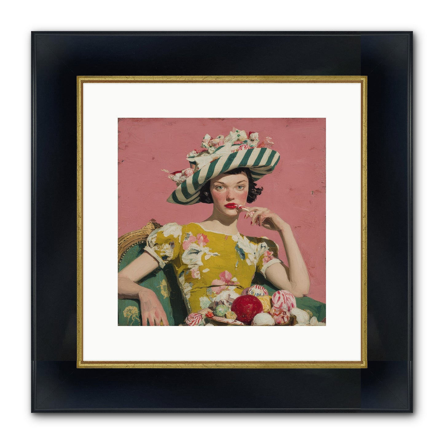 Postcards To The Past Winter Framed Print - Wide Black w/Gold 12x12