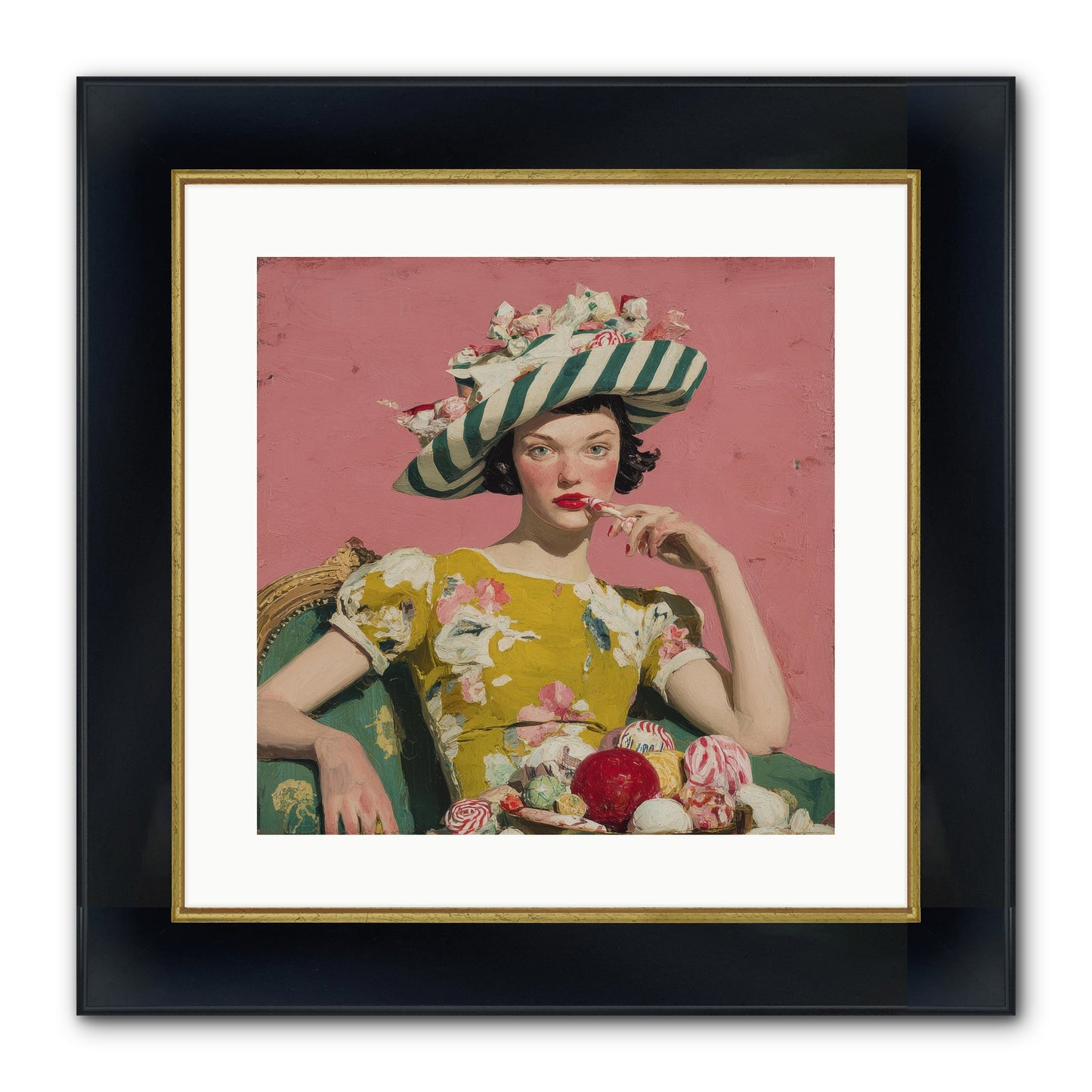Postcards To The Past Winter Framed Print - Wide Black w/Gold 16x16
