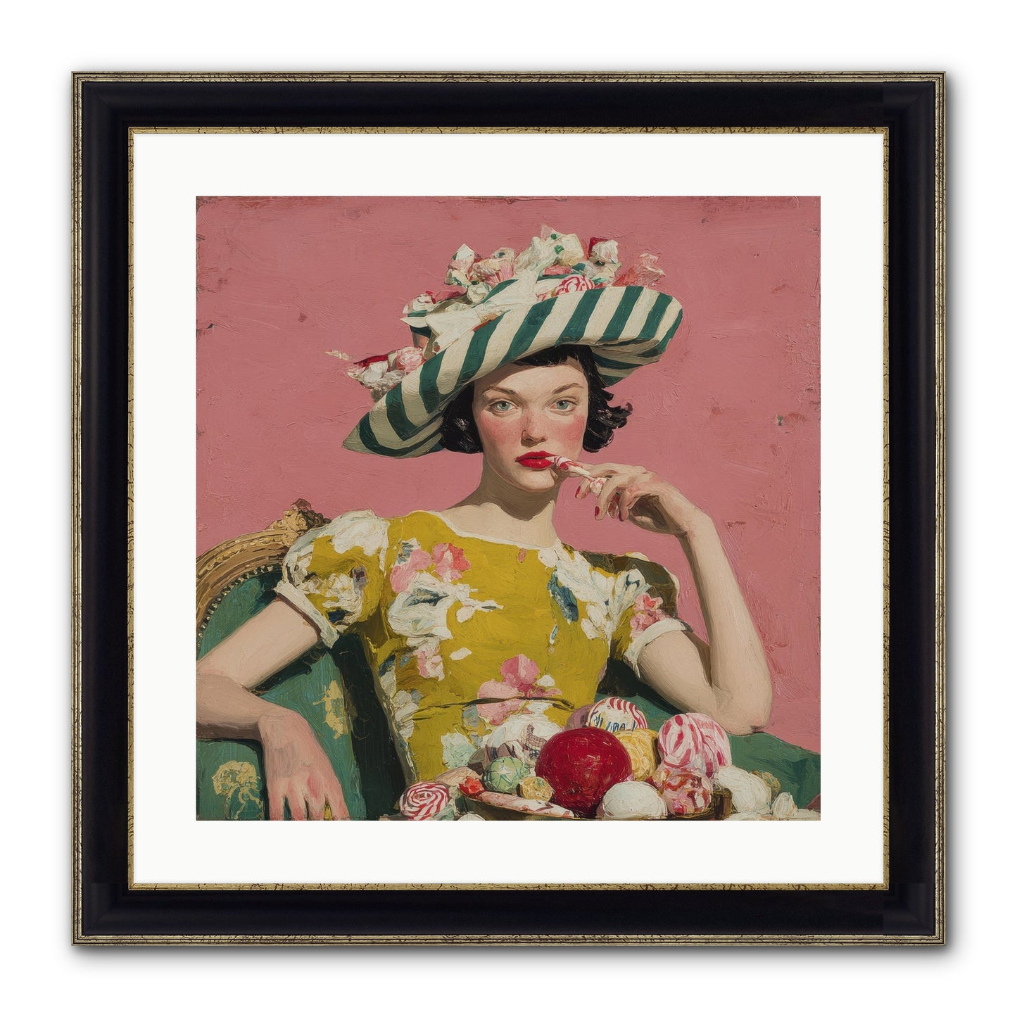 Postcards To The Past Winter Framed Print - Black & Gold 20x20