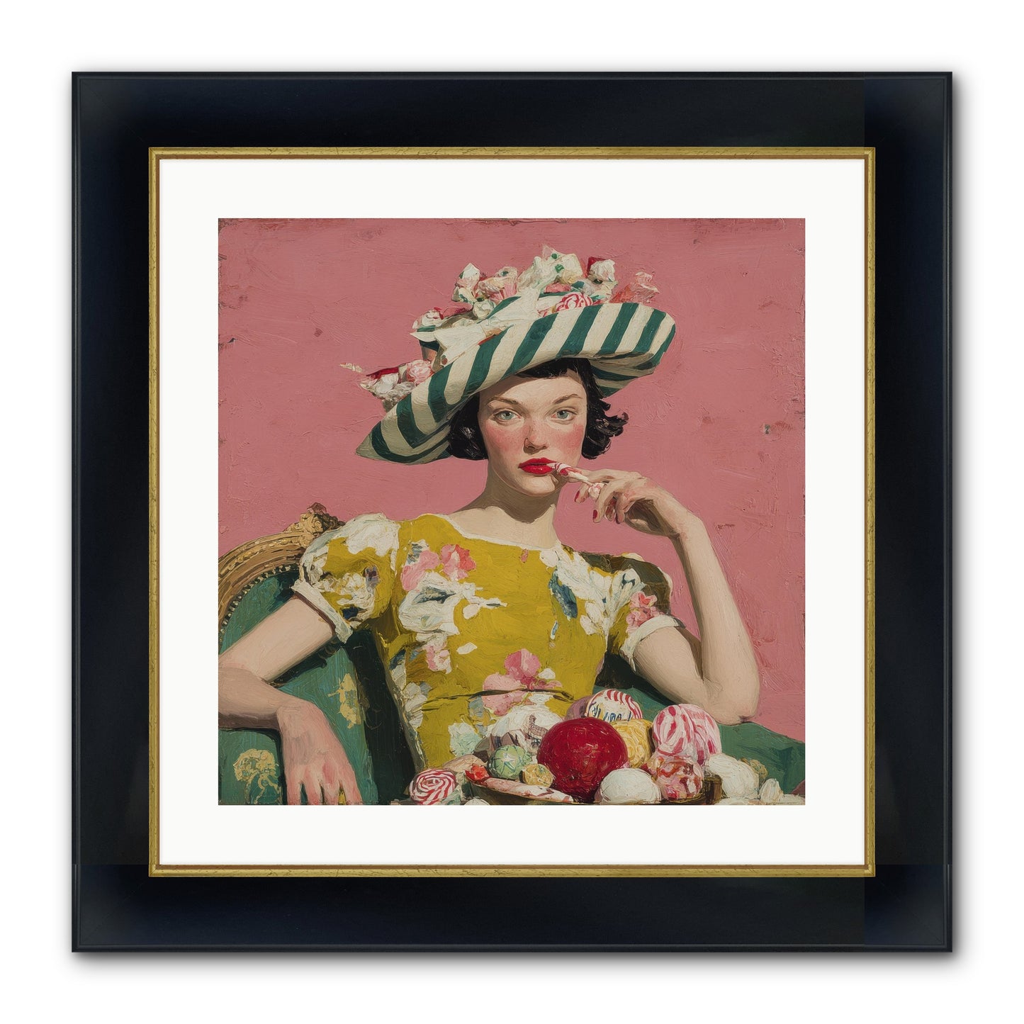 Postcards To The Past Winter Framed Print - Wide Black w/Gold 20x20