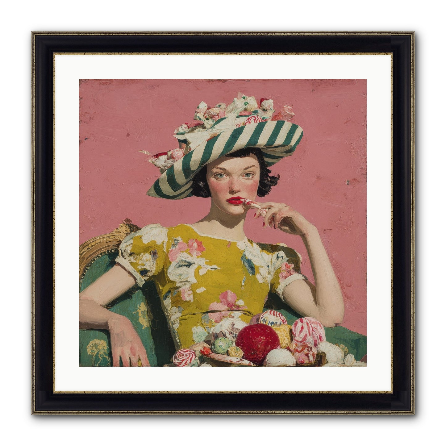 Postcards To The Past Winter Framed Print - Black & Gold 24x24