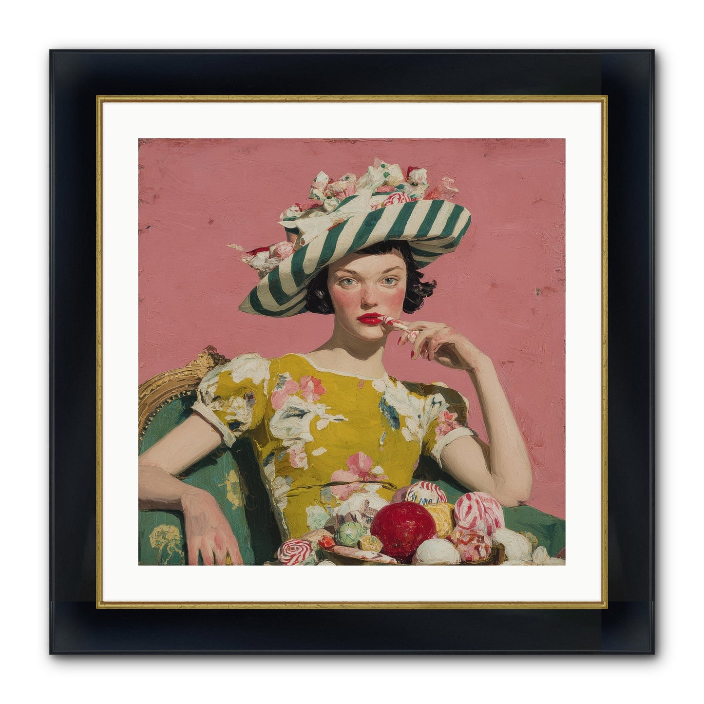 Postcards To The Past Winter Framed Print - Wide Black w/Gold 24x24