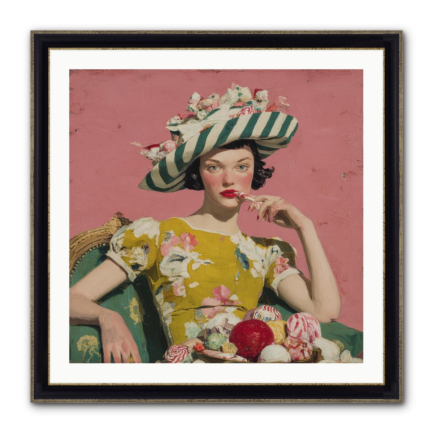 Postcards To The Past Winter Framed Print - Black & Gold 30x30