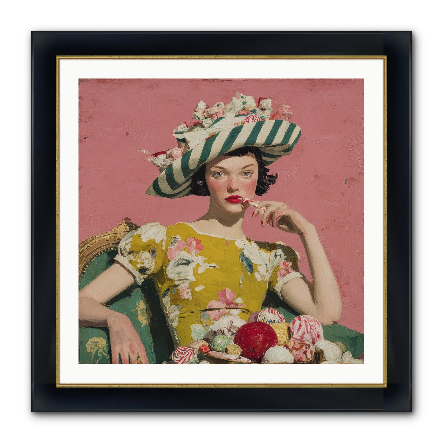 Postcards To The Past Winter Framed Print - Wide Black w/Gold 30x30