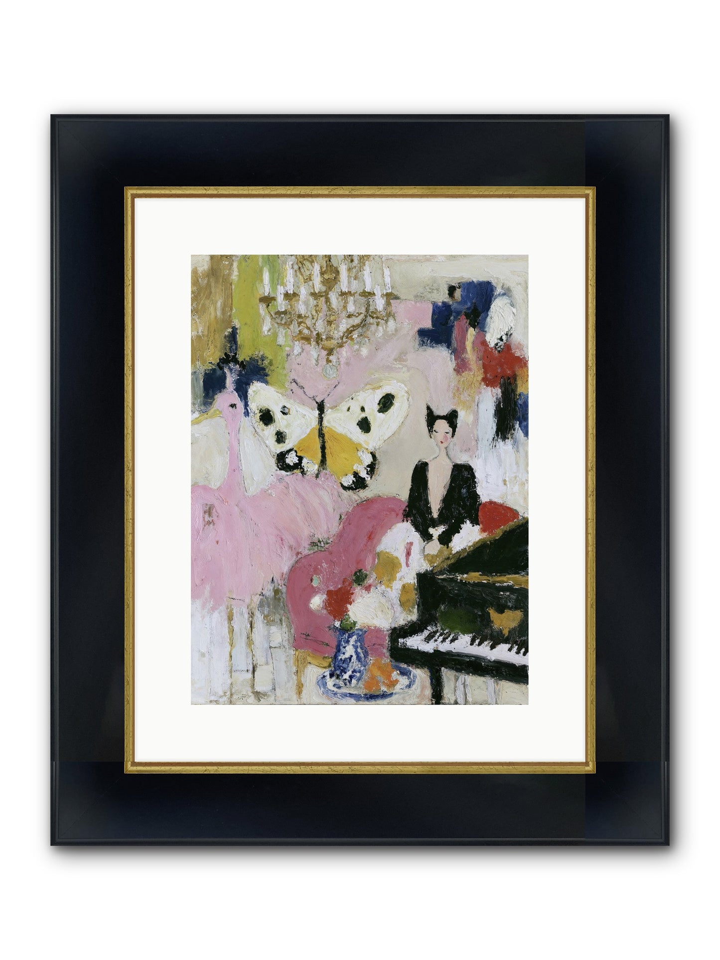 Powder, Pearl, and Nerve Framed Print - Wide Black w/Gold 12x16