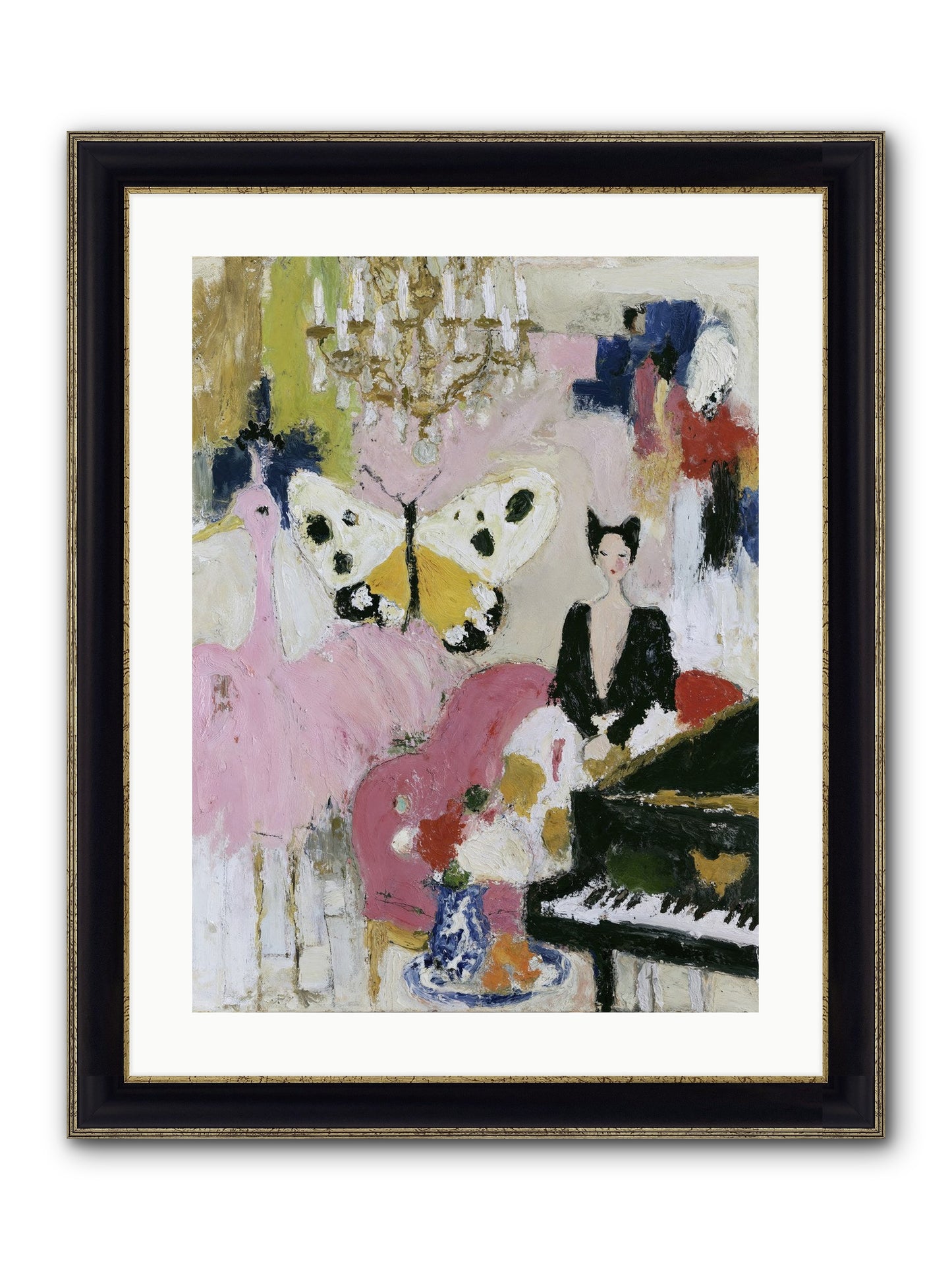 Powder, Pearl, and Nerve Framed Print - Black & Gold 18x24