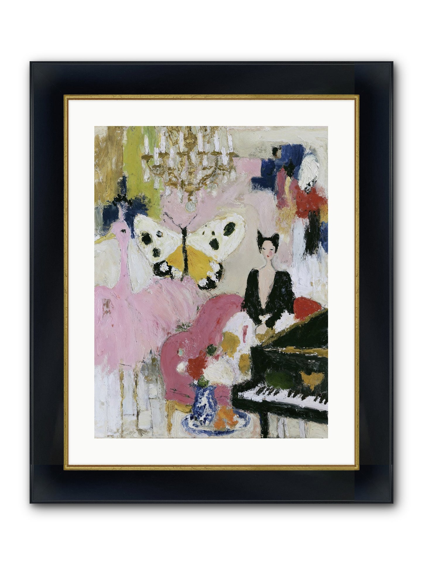 Powder, Pearl, and Nerve Framed Print - Wide Black w/Gold 18x24