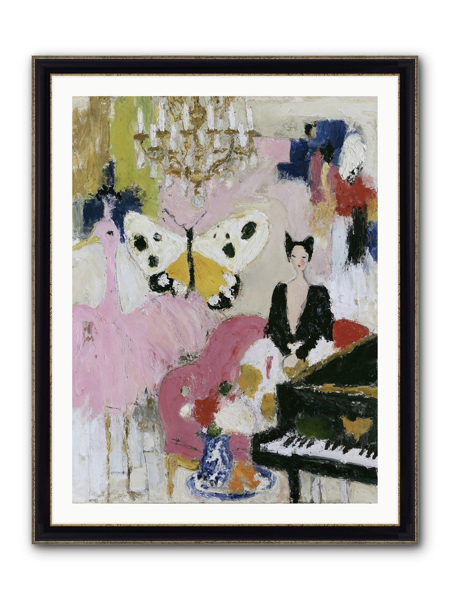 Powder, Pearl, and Nerve Framed Print - Black & Gold 30x40