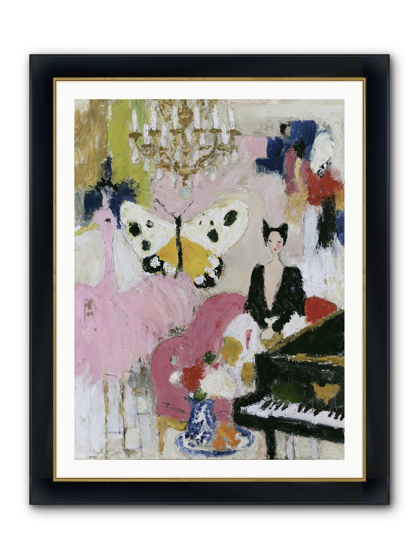 Powder, Pearl, and Nerve Framed Print - Wide Black w/Gold 30x40