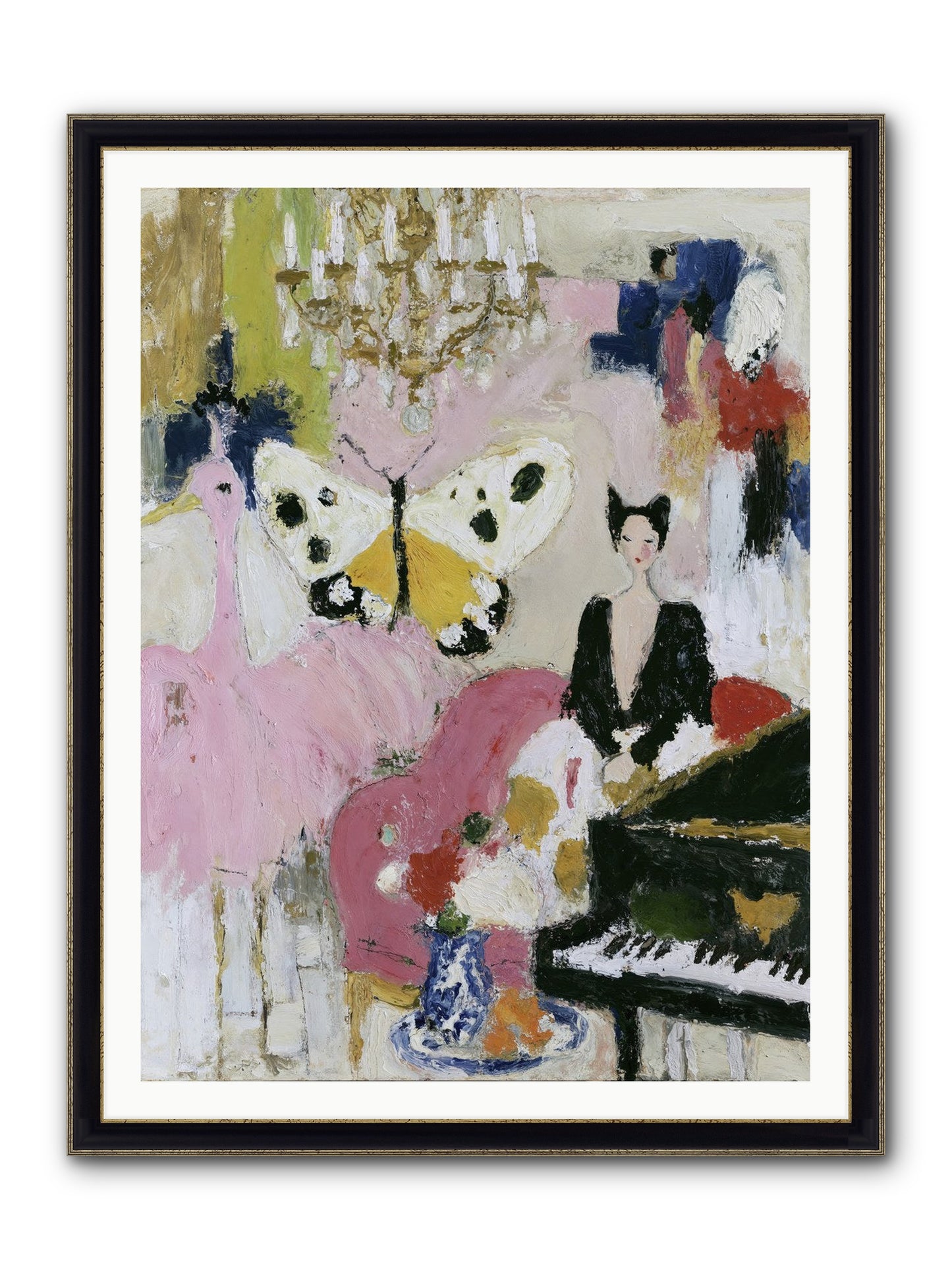 Powder, Pearl, and Nerve Framed Print - Black & Gold 36x48