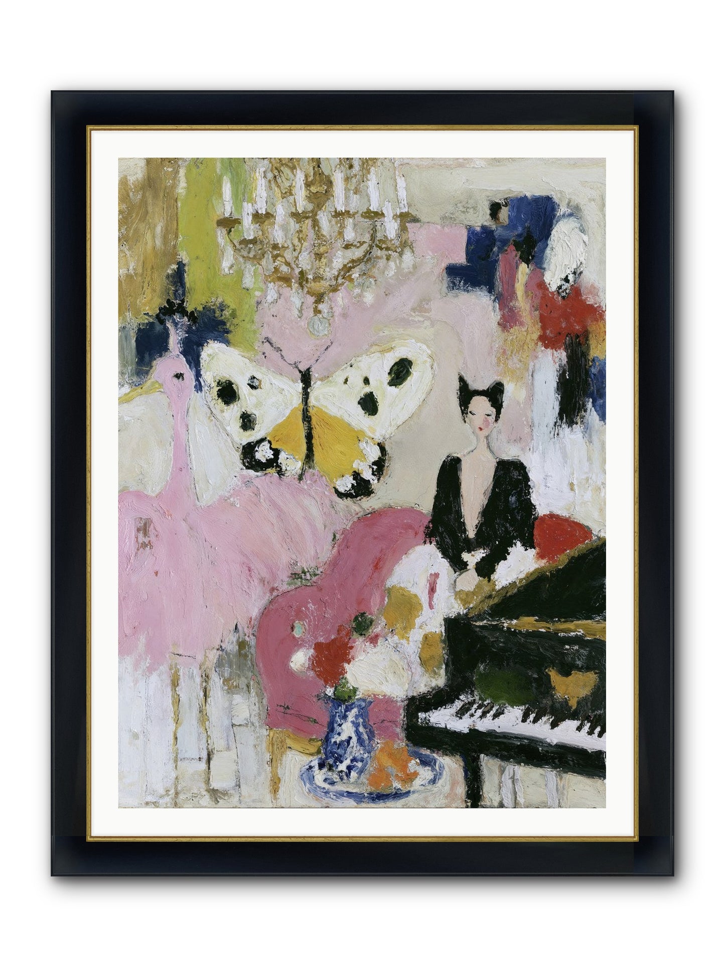 Powder, Pearl, and Nerve Framed Print - Wide Black w/Gold 36x48