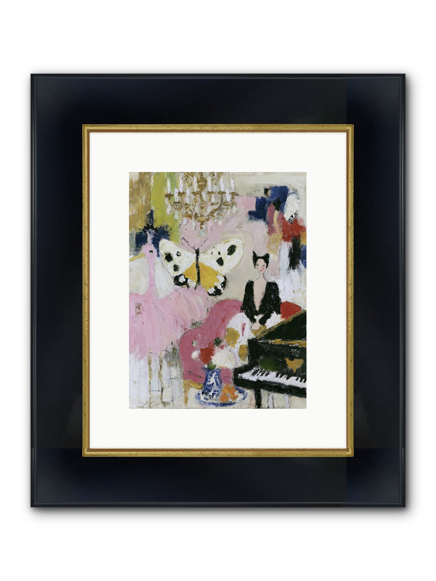 Powder, Pearl, and Nerve Framed Print - Wide Black w/Gold 9x12