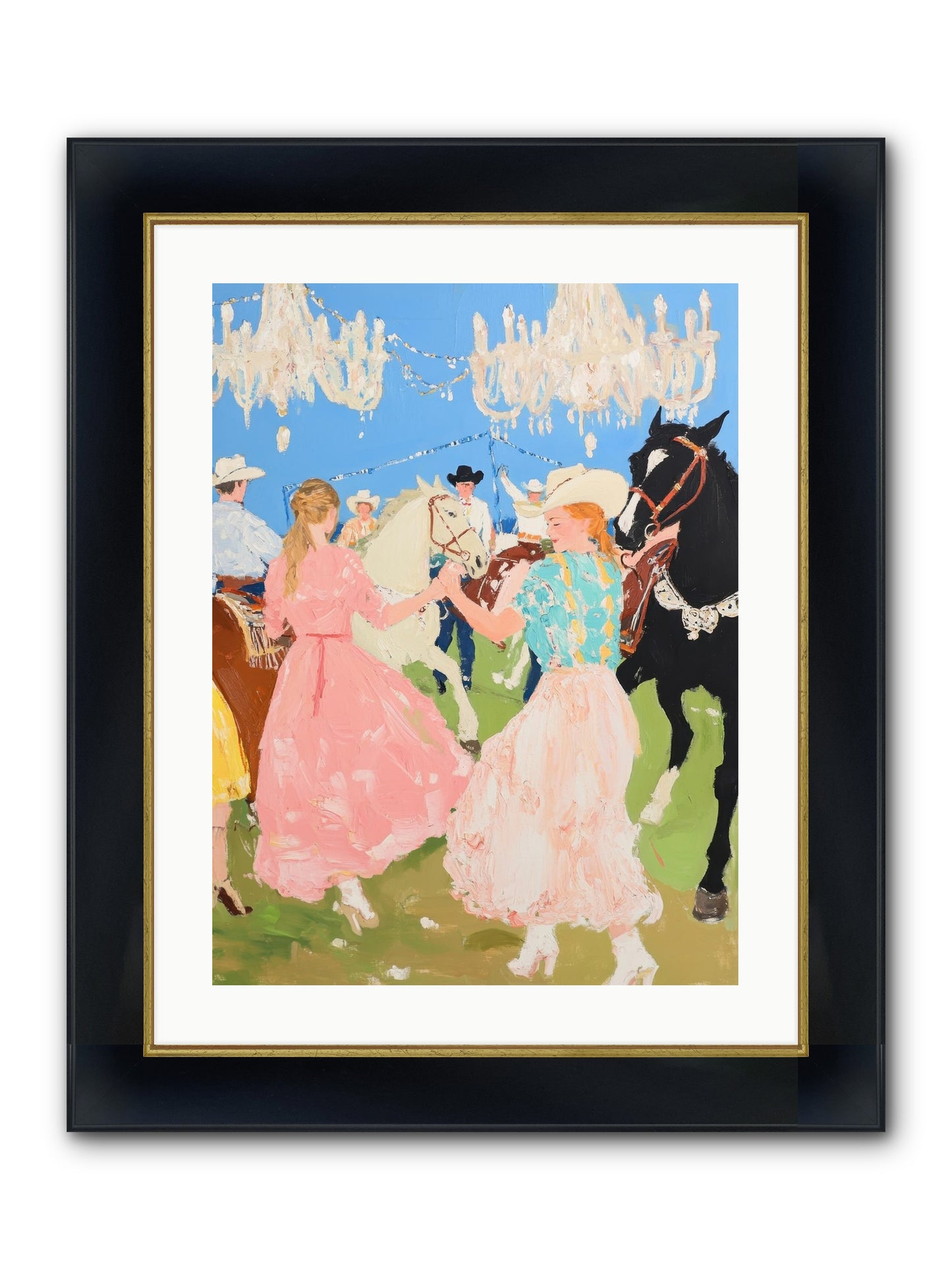 Prairie Dance Framed Print - Wide Black w/Gold 18x24