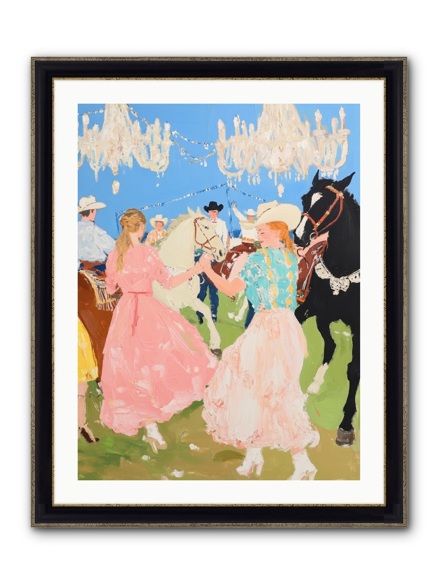 Prairie Dance Framed Print - Black & Gold 24x32