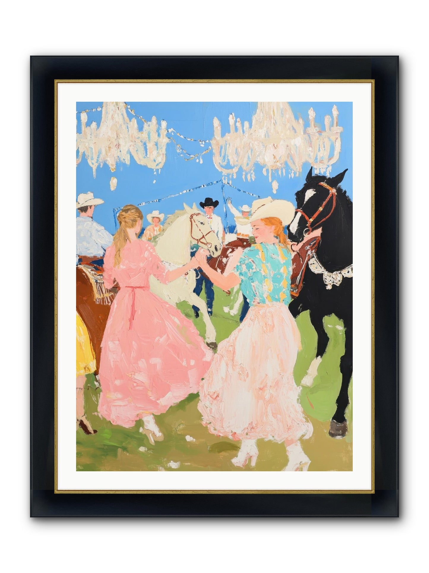 Prairie Dance Framed Print - Wide Black w/Gold 30x40