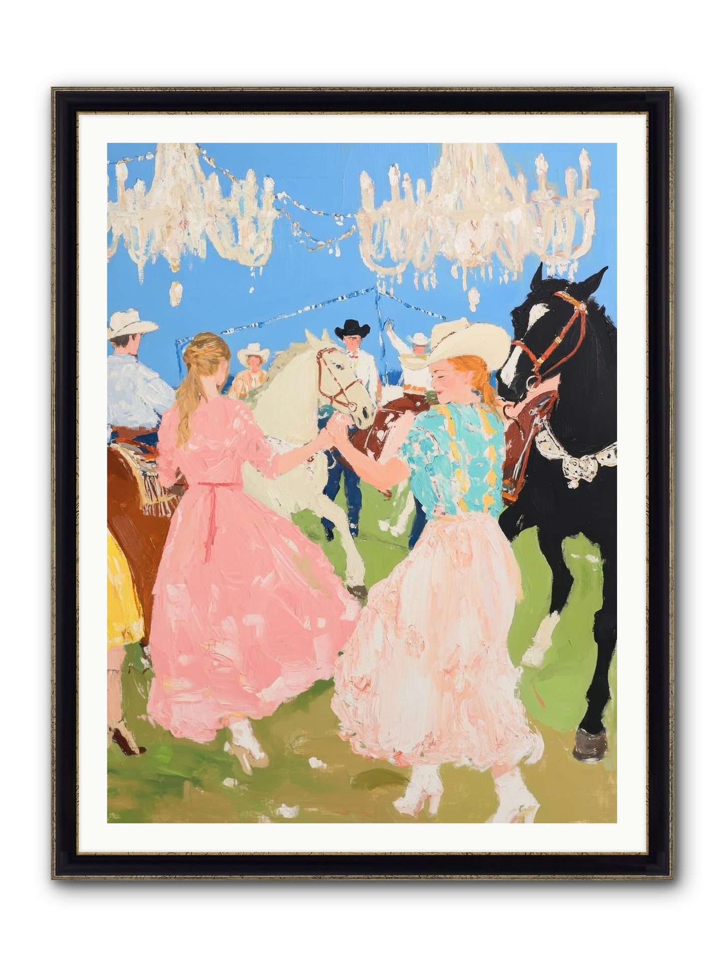Prairie Dance Framed Print - Black & Gold 36x48