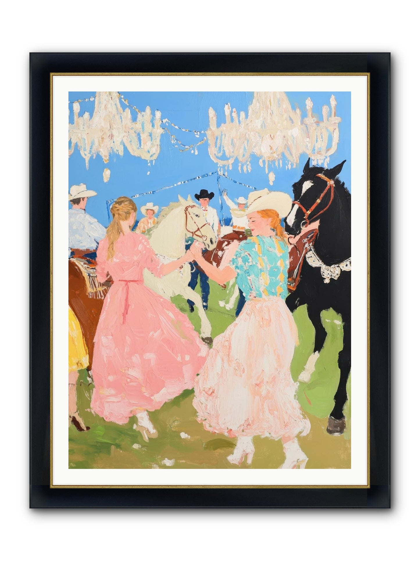 Prairie Dance Framed Print - Wide Black w/Gold 36x48