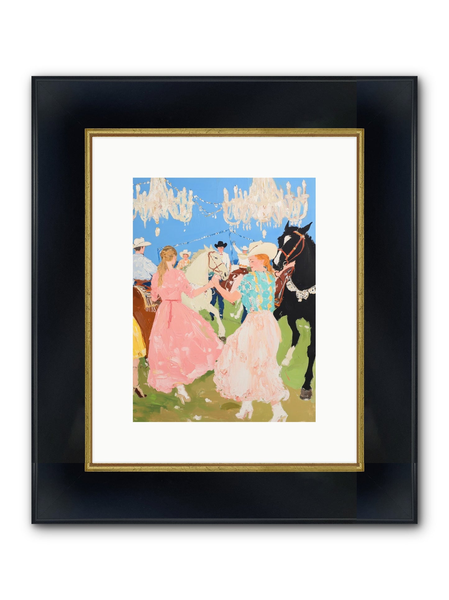 Prairie Dance Framed Print - Wide Black w/Gold 9x12
