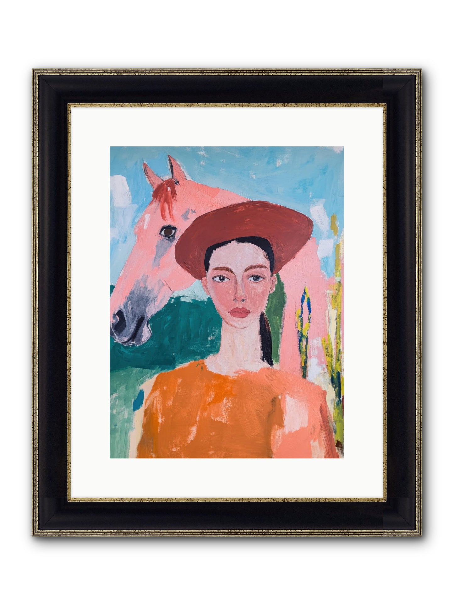Prairie Dawn Rider Framed Print - Black & Gold 12x16