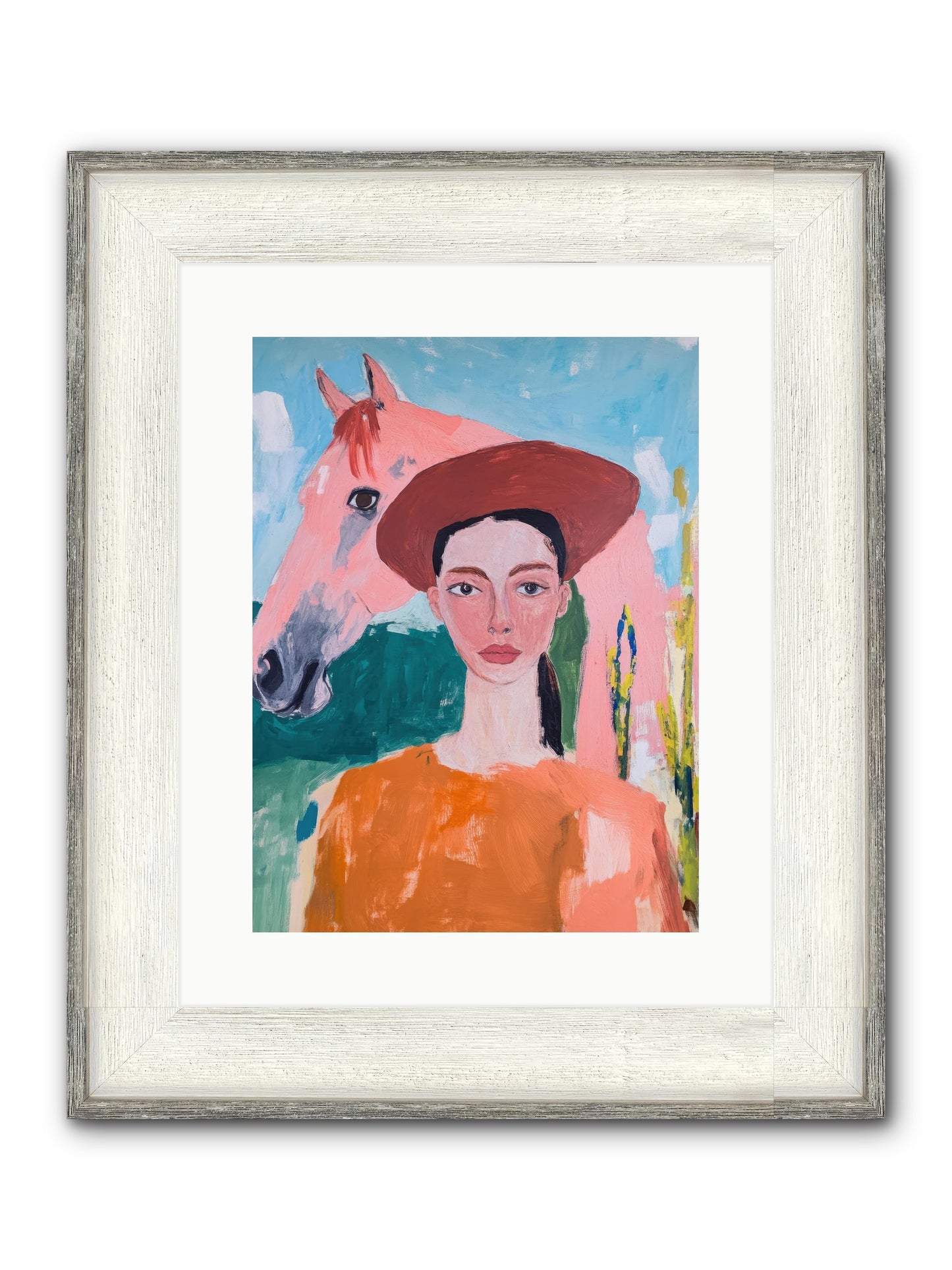 Prairie Dawn Rider Framed Print - Driftwood White 12x16