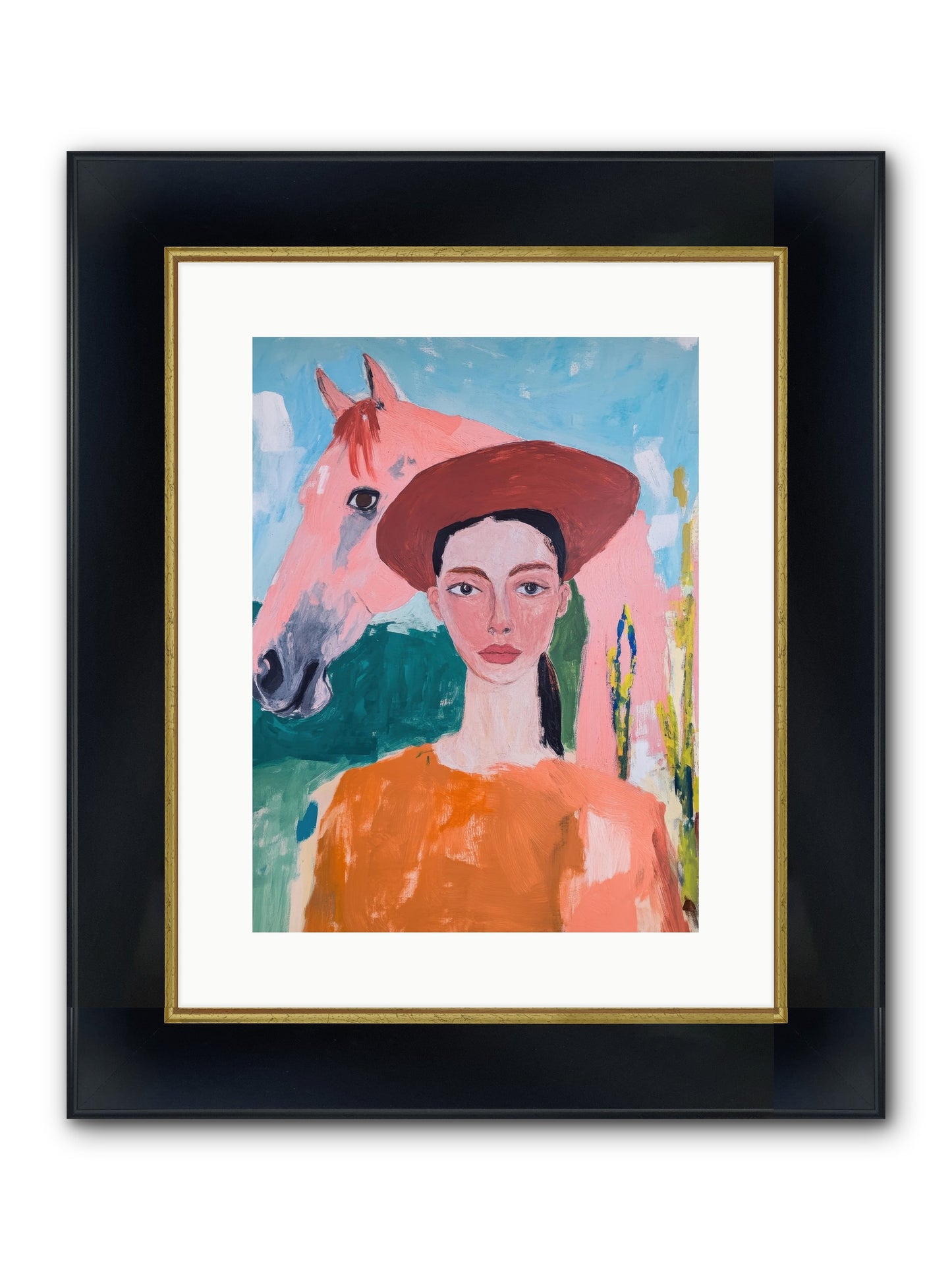 Prairie Dawn Rider Framed Print - Wide Black w/Gold 12x16