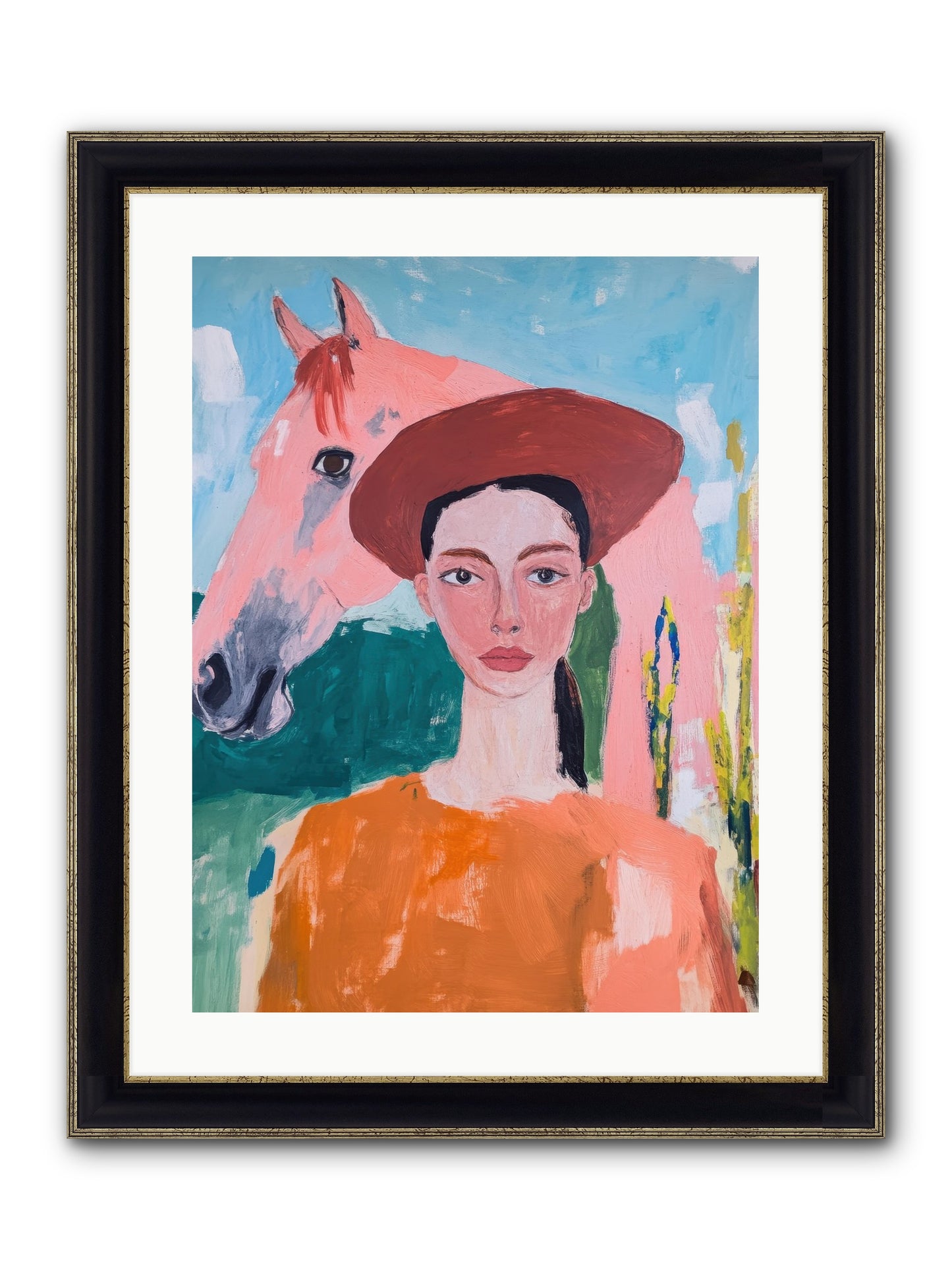 Prairie Dawn Rider Framed Print - Black & Gold 18x24