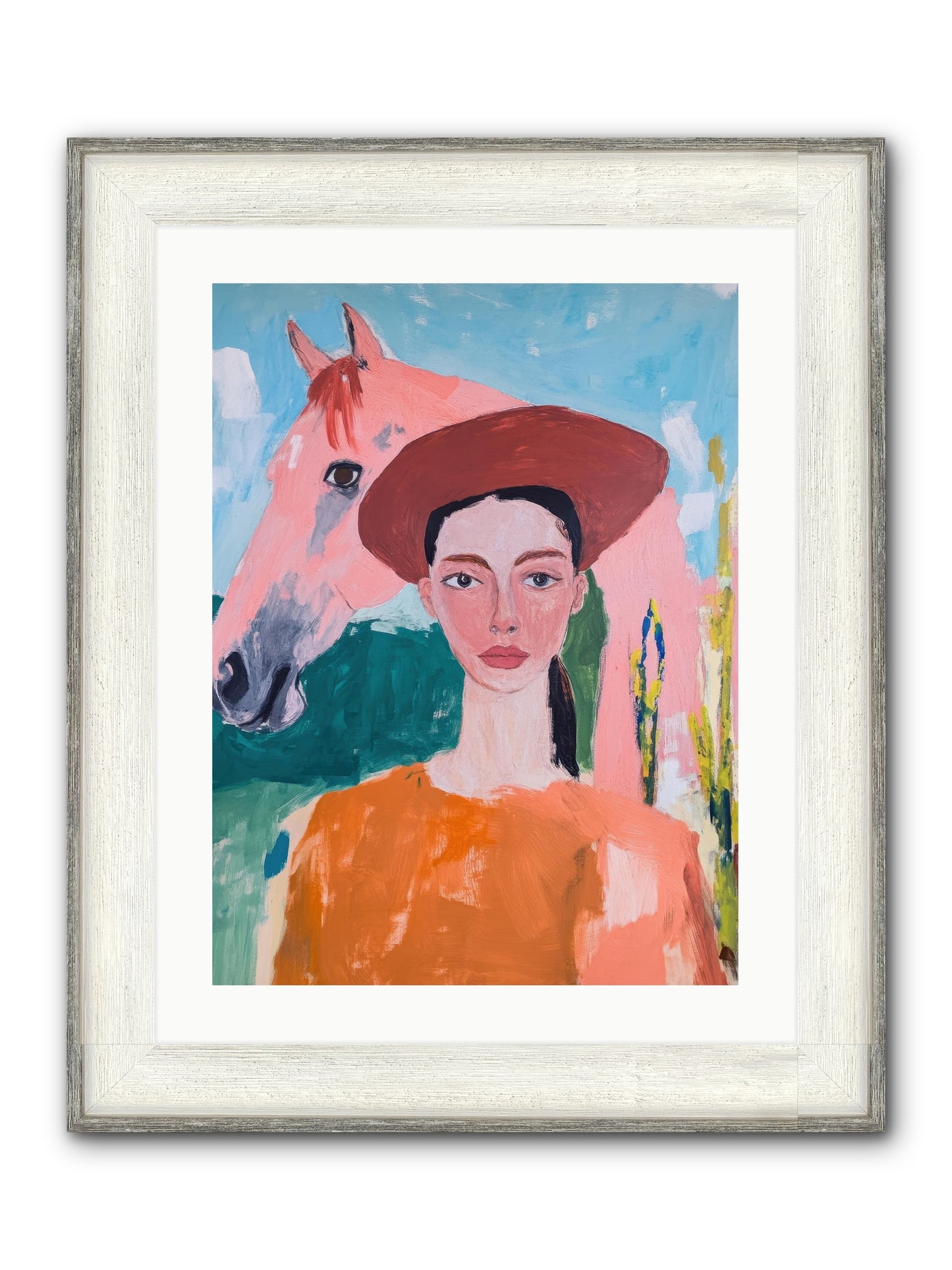 Prairie Dawn Rider Framed Print - Driftwood White 18x24