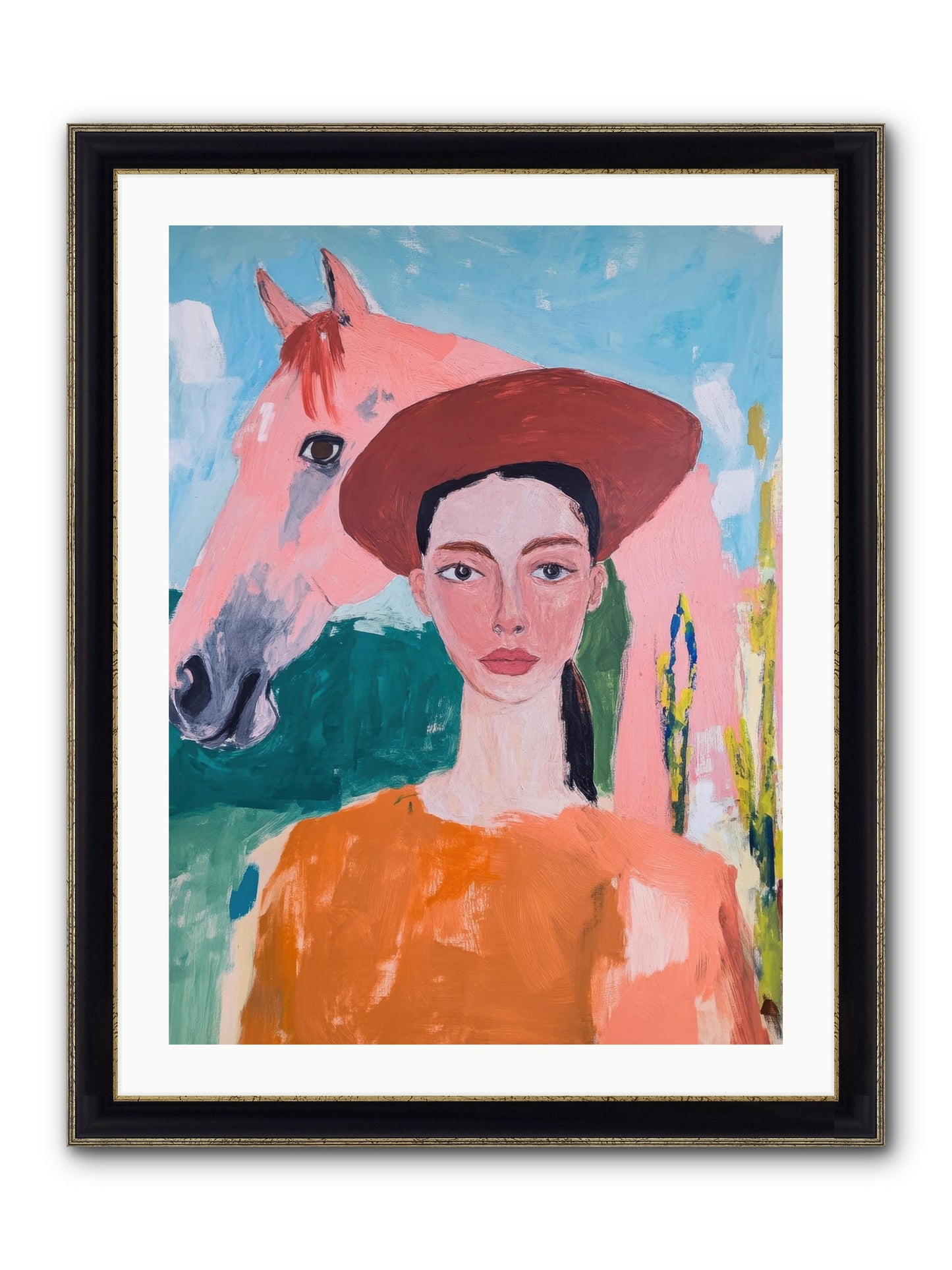 Prairie Dawn Rider Framed Print - Black & Gold 24x32