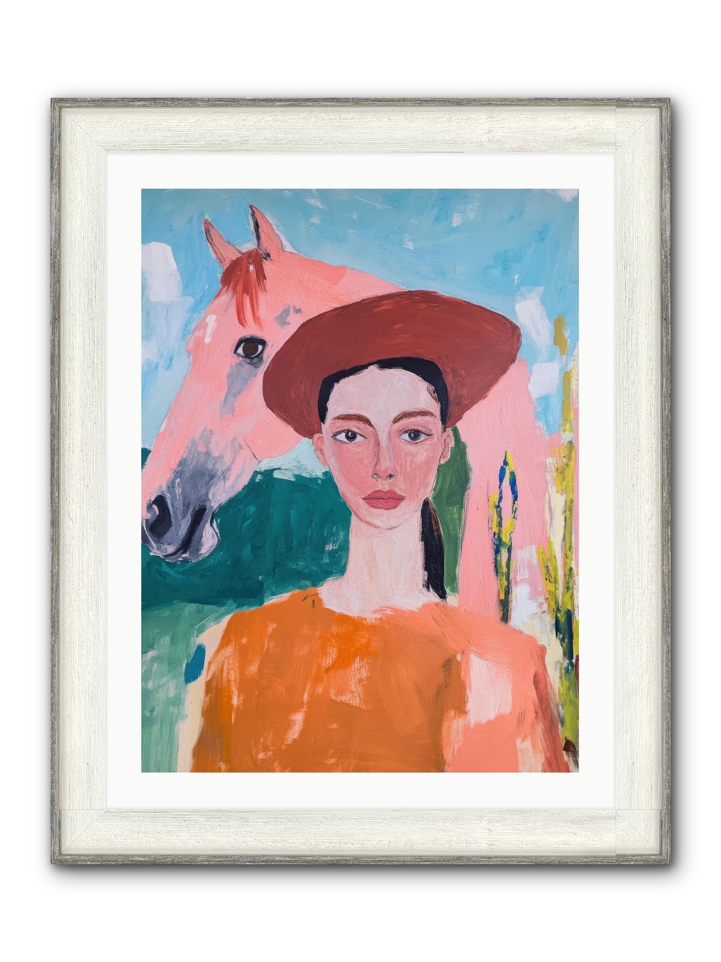 Prairie Dawn Rider Framed Print - Driftwood White 24x32
