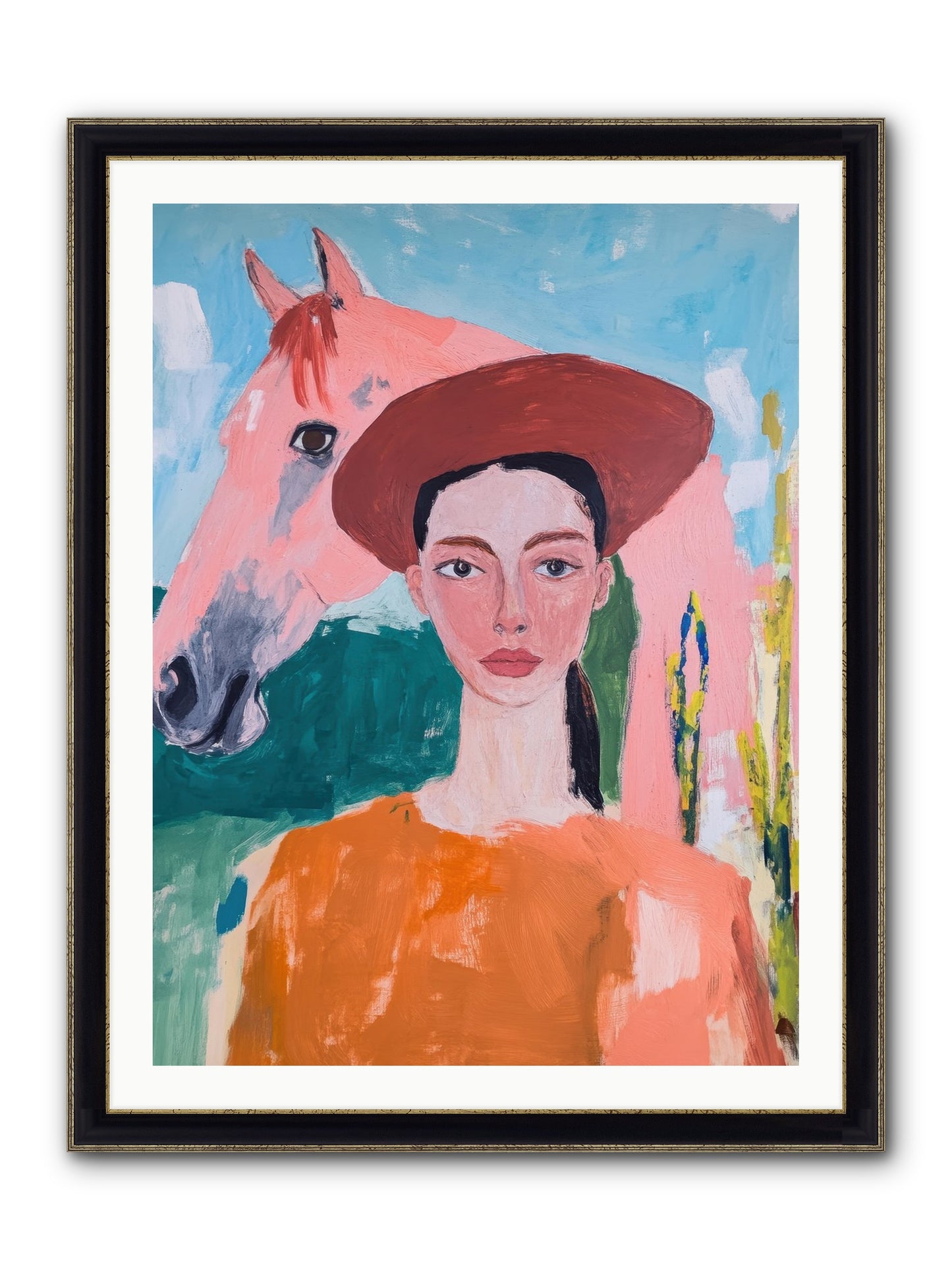 Prairie Dawn Rider Framed Print - Black & Gold 30x40
