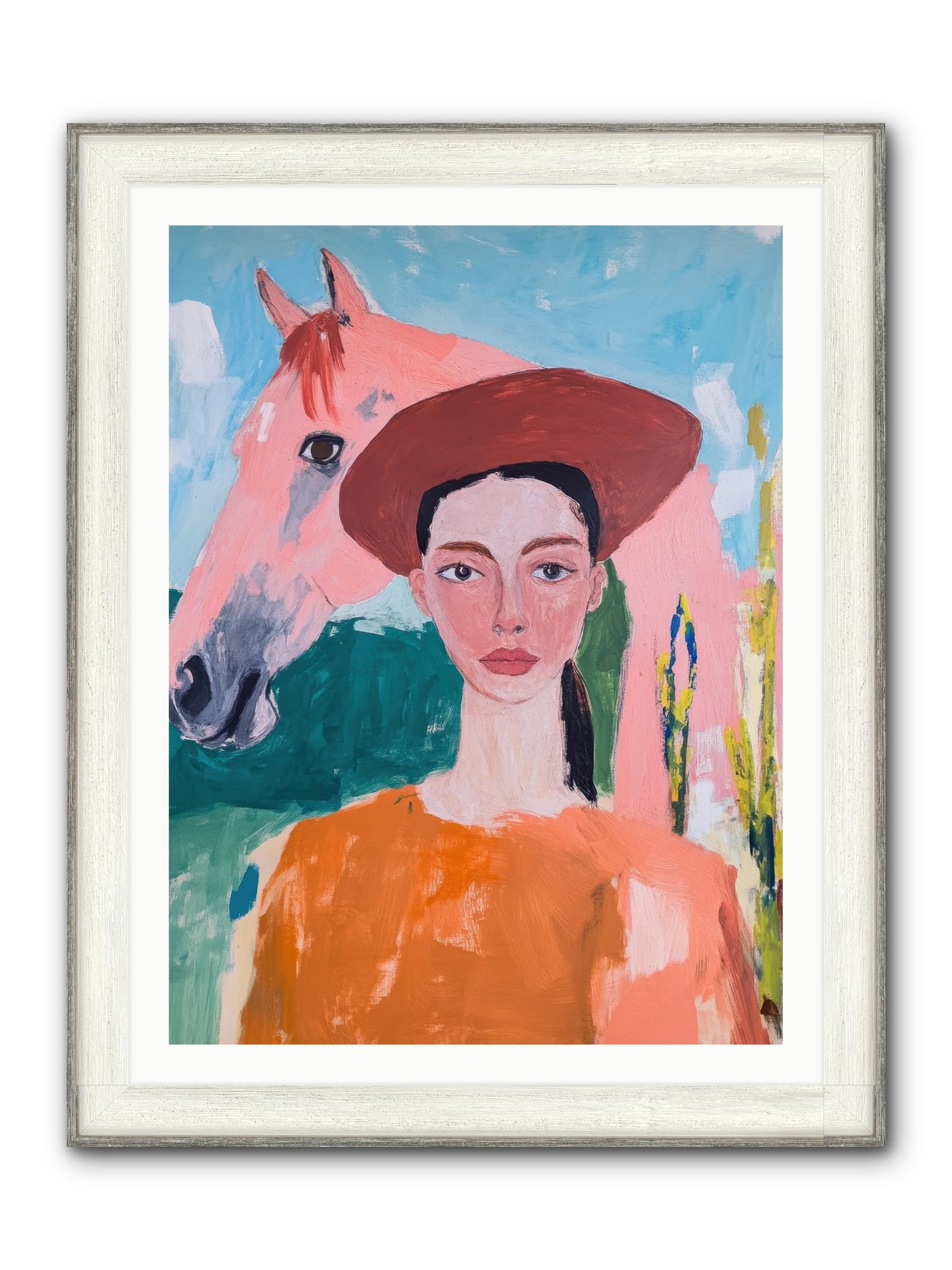 Prairie Dawn Rider Framed Print - Driftwood White 30x40