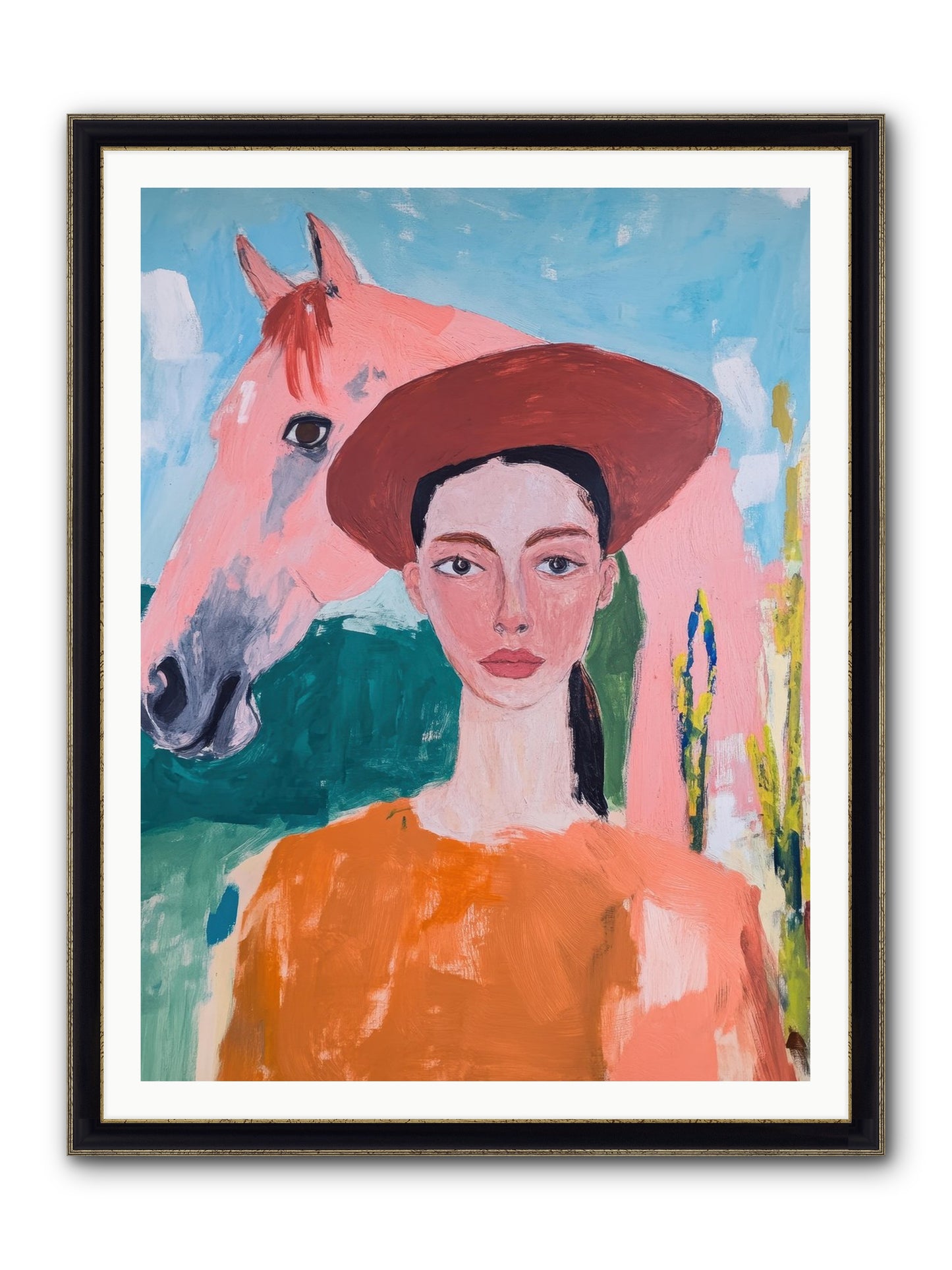 Prairie Dawn Rider Framed Print - Black & Gold 36x48
