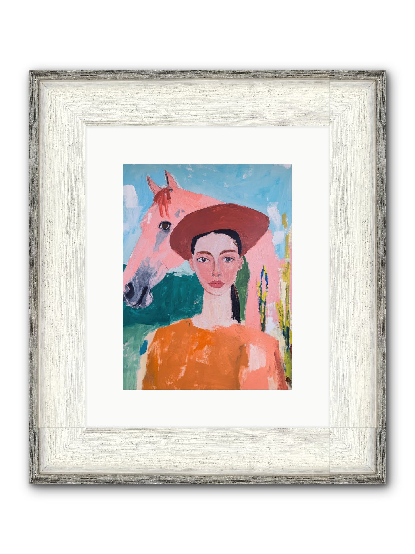 Prairie Dawn Rider Framed Print - Driftwood White 9x12