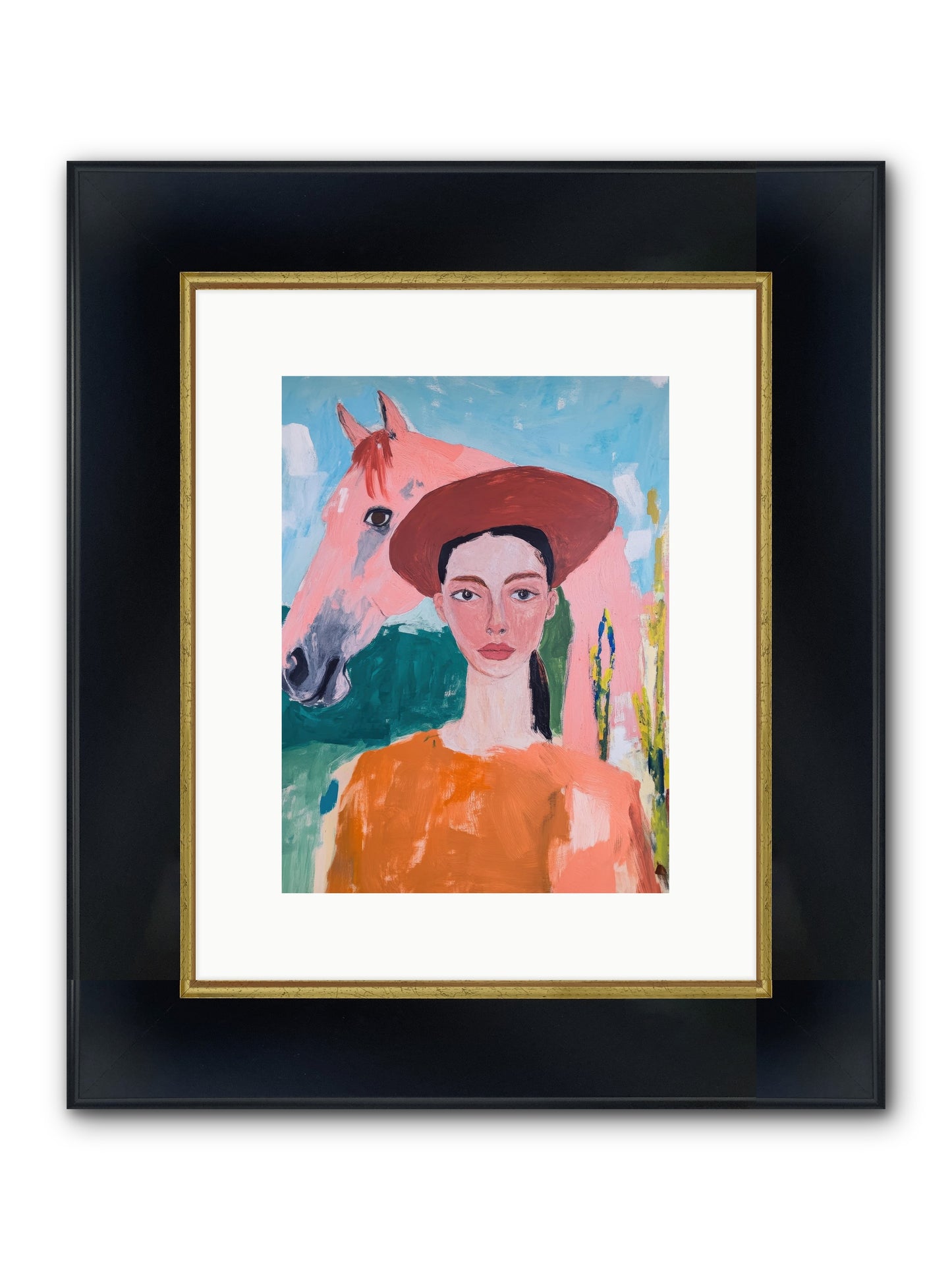 Prairie Dawn Rider Framed Print - Wide Black w/Gold 9x12
