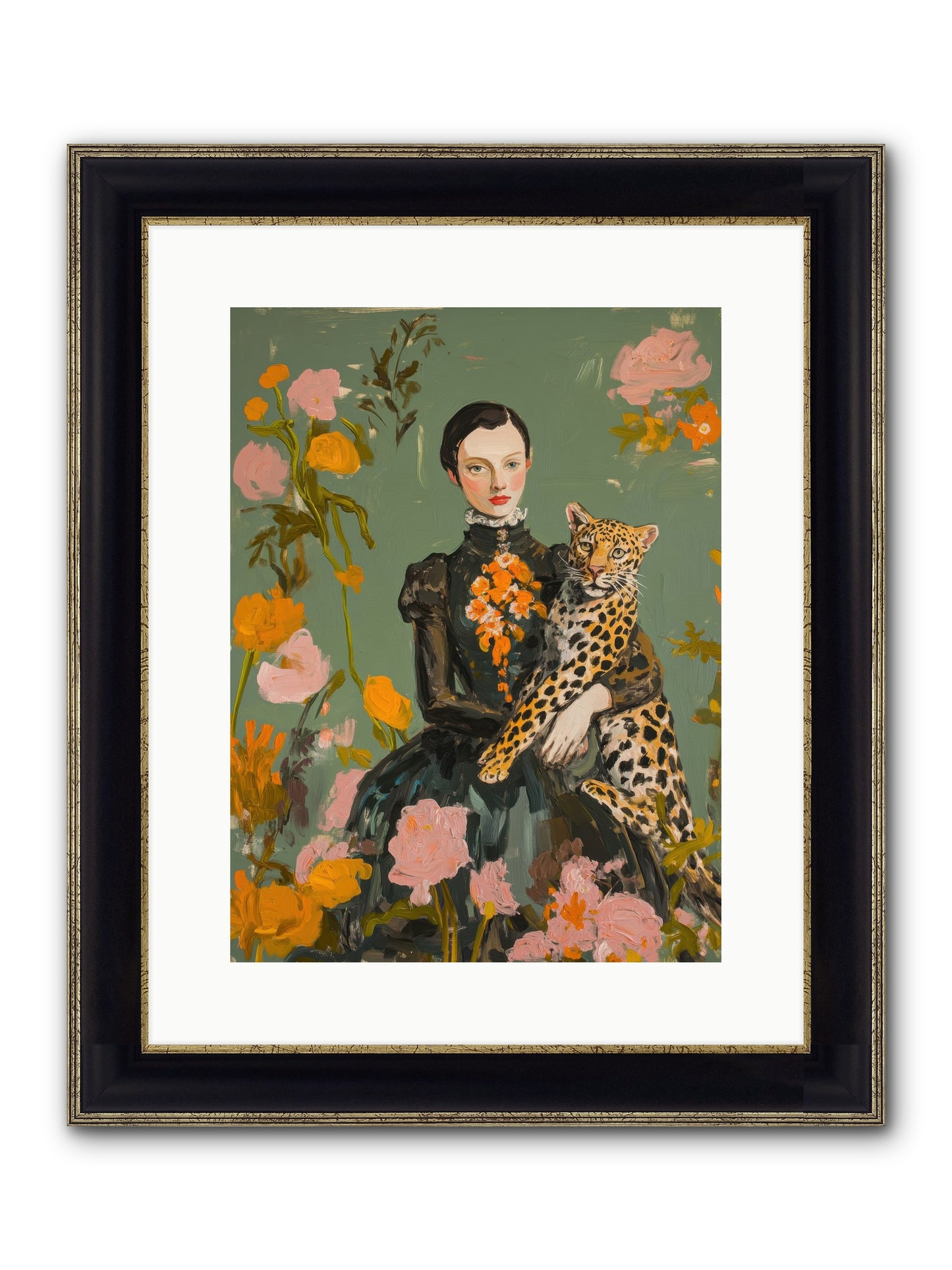 Prescient Muse Framed Print - Black & Gold 12x16