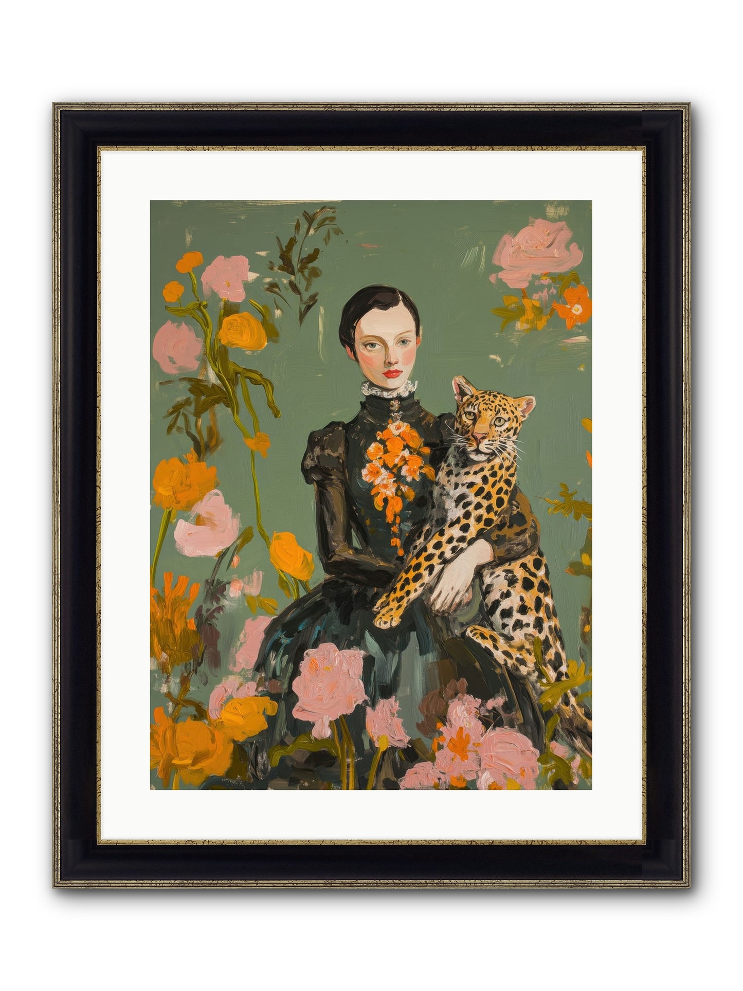 Prescient Muse Framed Print - Black & Gold 18x24