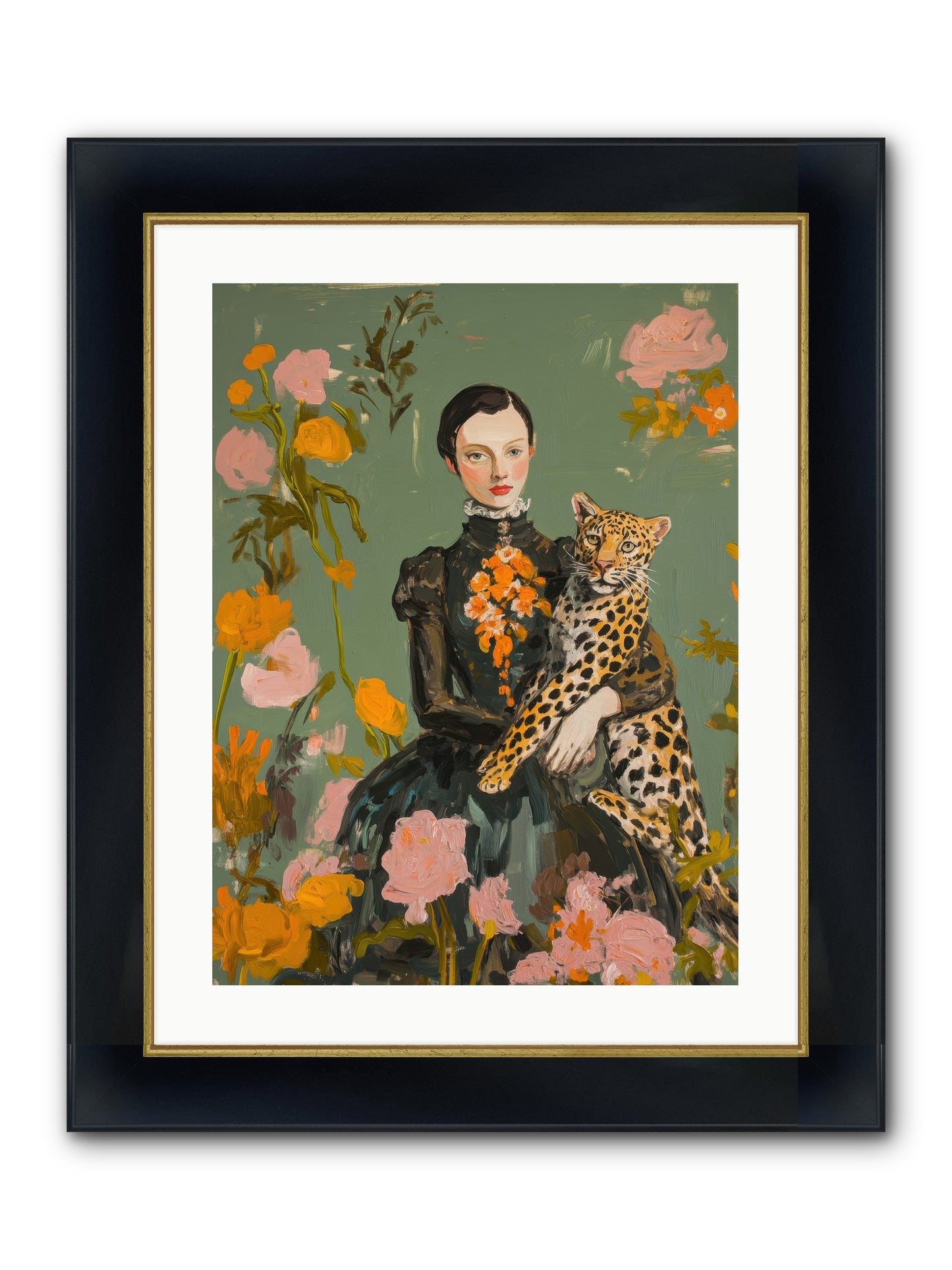 Prescient Muse Framed Print - Wide Black w/Gold 18x24