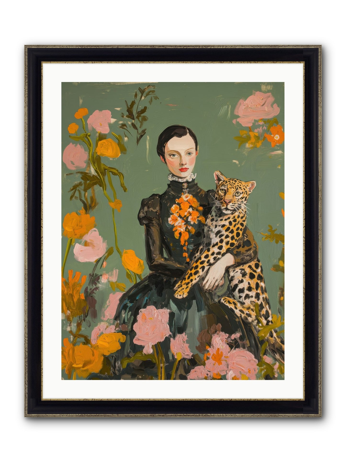 Prescient Muse Framed Print - Black & Gold 24x32