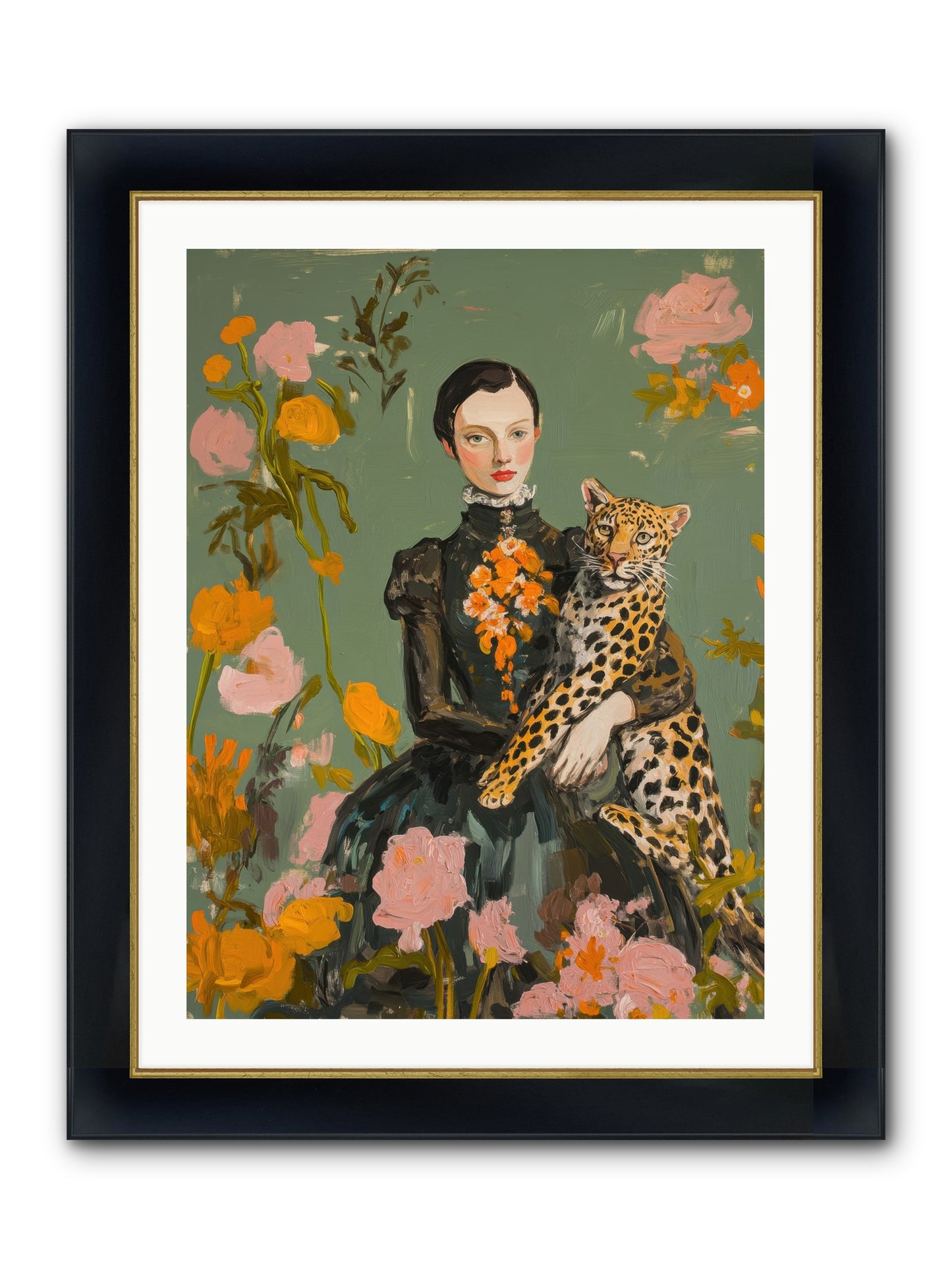 Prescient Muse Framed Print - Wide Black w/Gold 24x32
