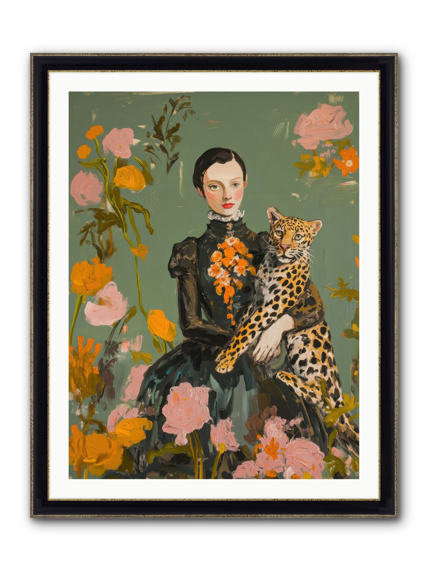 Prescient Muse Framed Print - Black & Gold 30x40