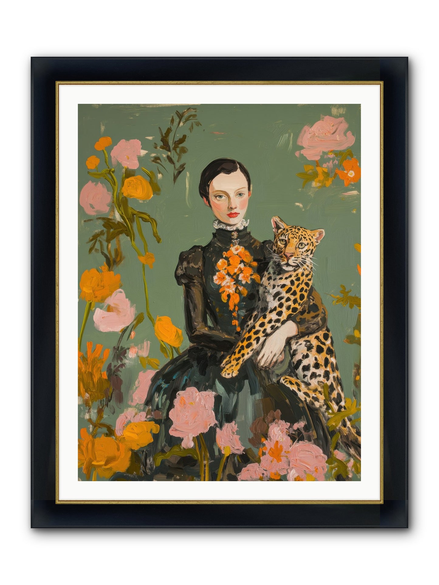 Prescient Muse Framed Print - Wide Black w/Gold 30x40