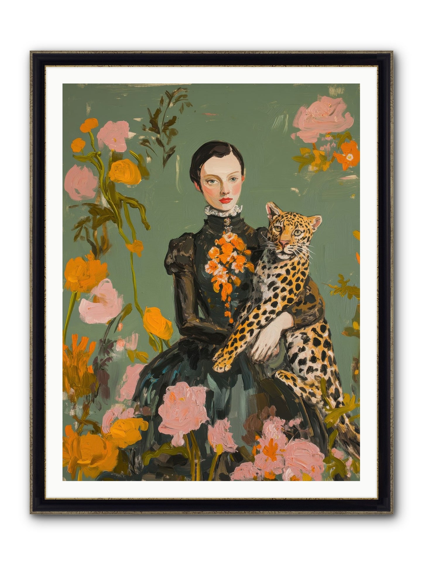 Prescient Muse Framed Print - Black & Gold 36x48
