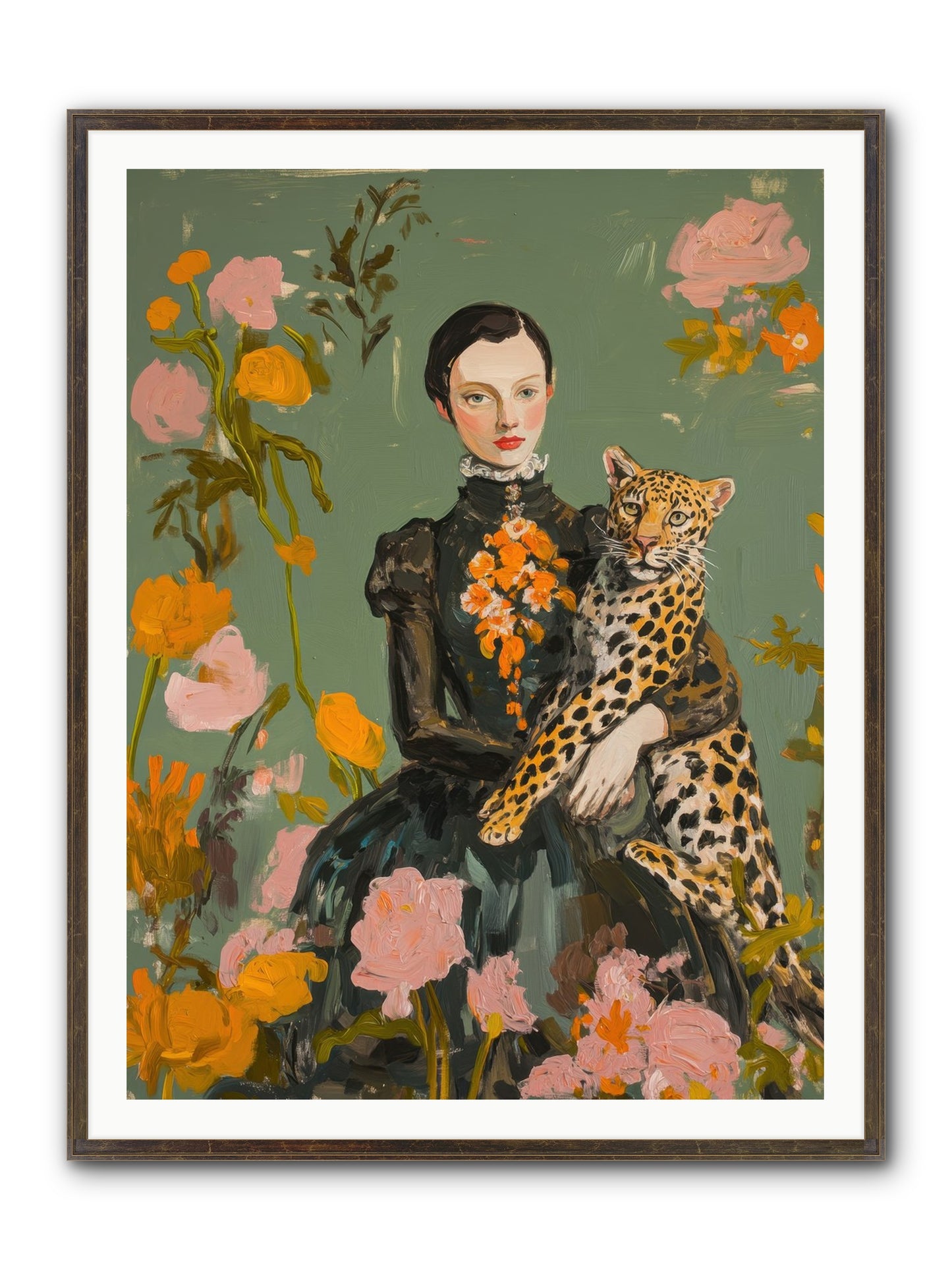 Prescient Muse Framed Print - Slimwoods Black/Gold 36x48