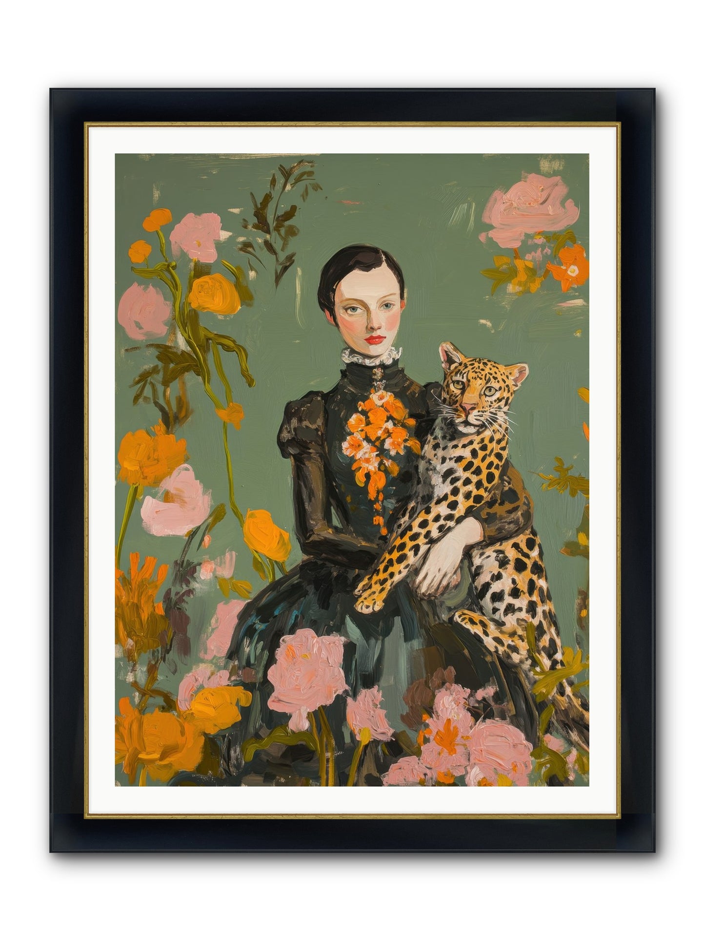 Prescient Muse Framed Print - Wide Black w/Gold 36x48