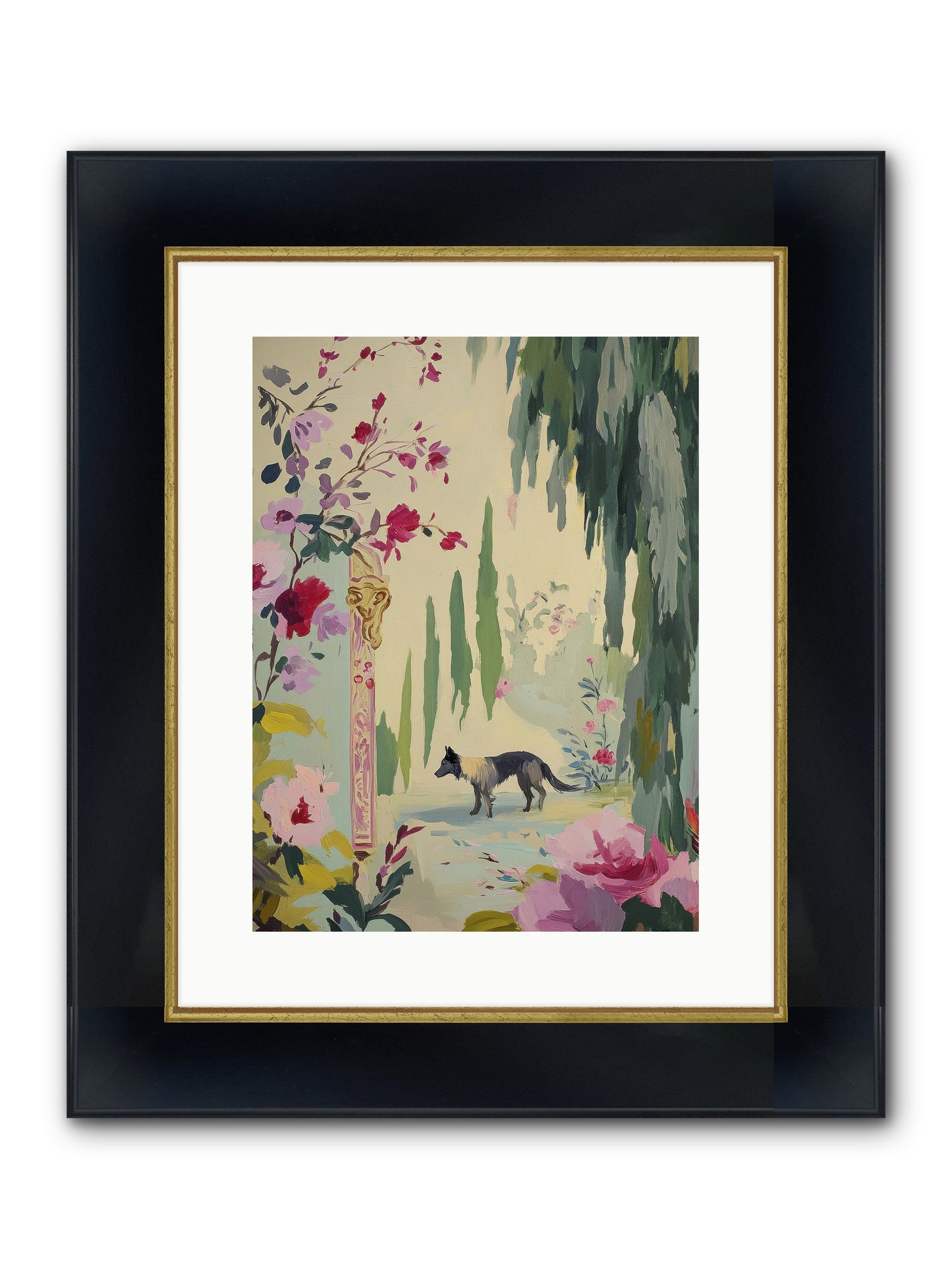 Primrose Field Framed Print - Wide Black w/Gold 12x16