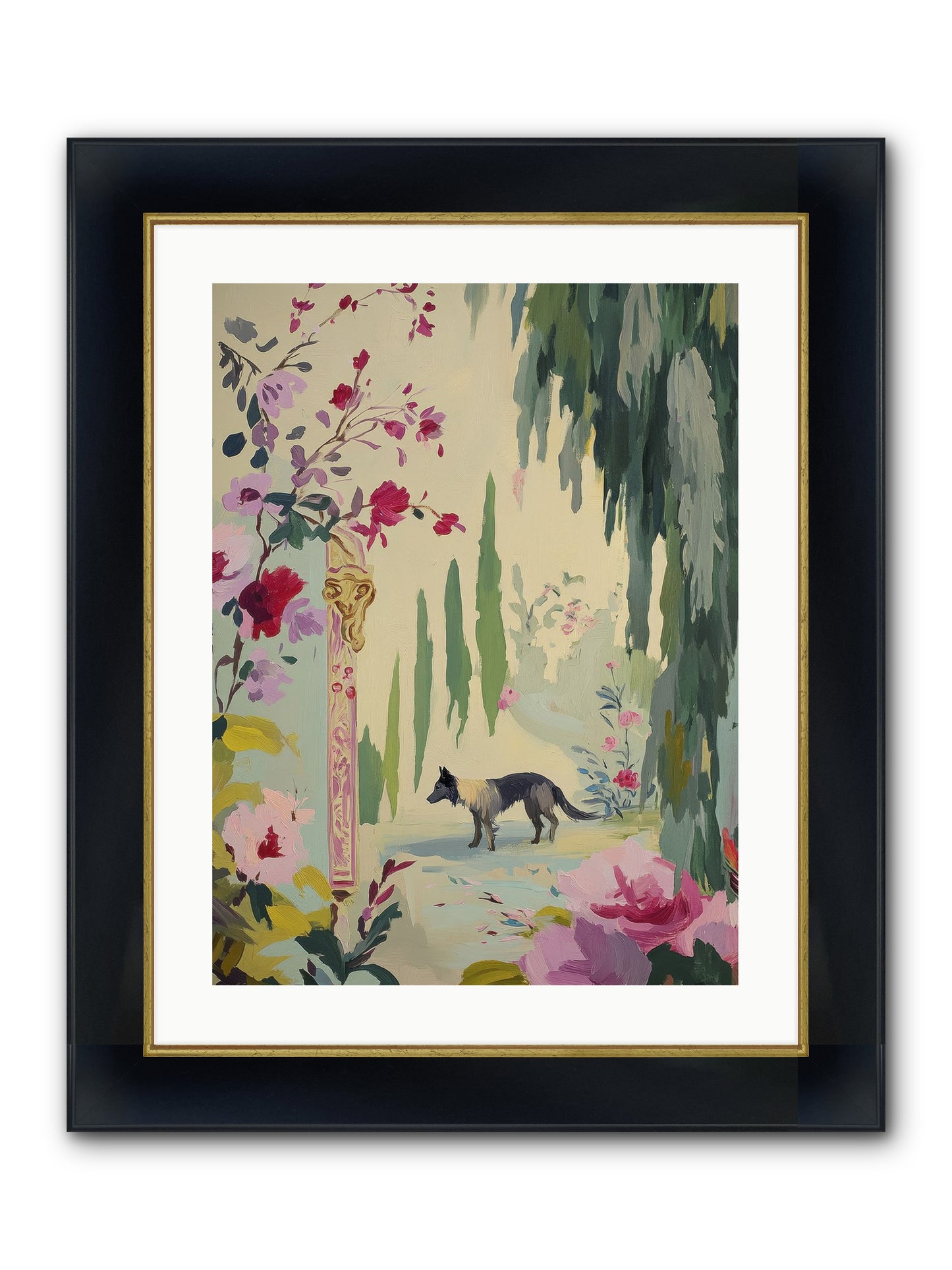 Primrose Field Framed Print - Wide Black w/Gold 18x24