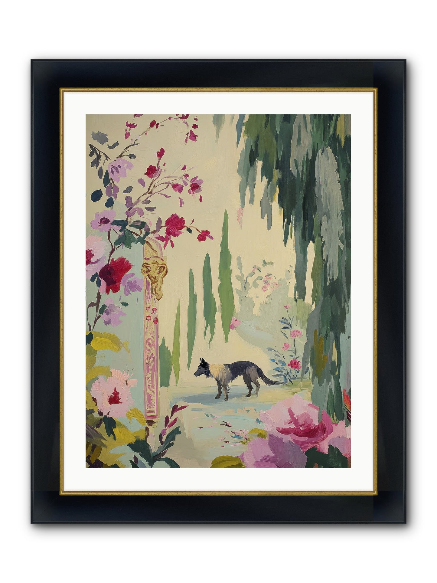 Primrose Field Framed Print - Wide Black w/Gold 24x32