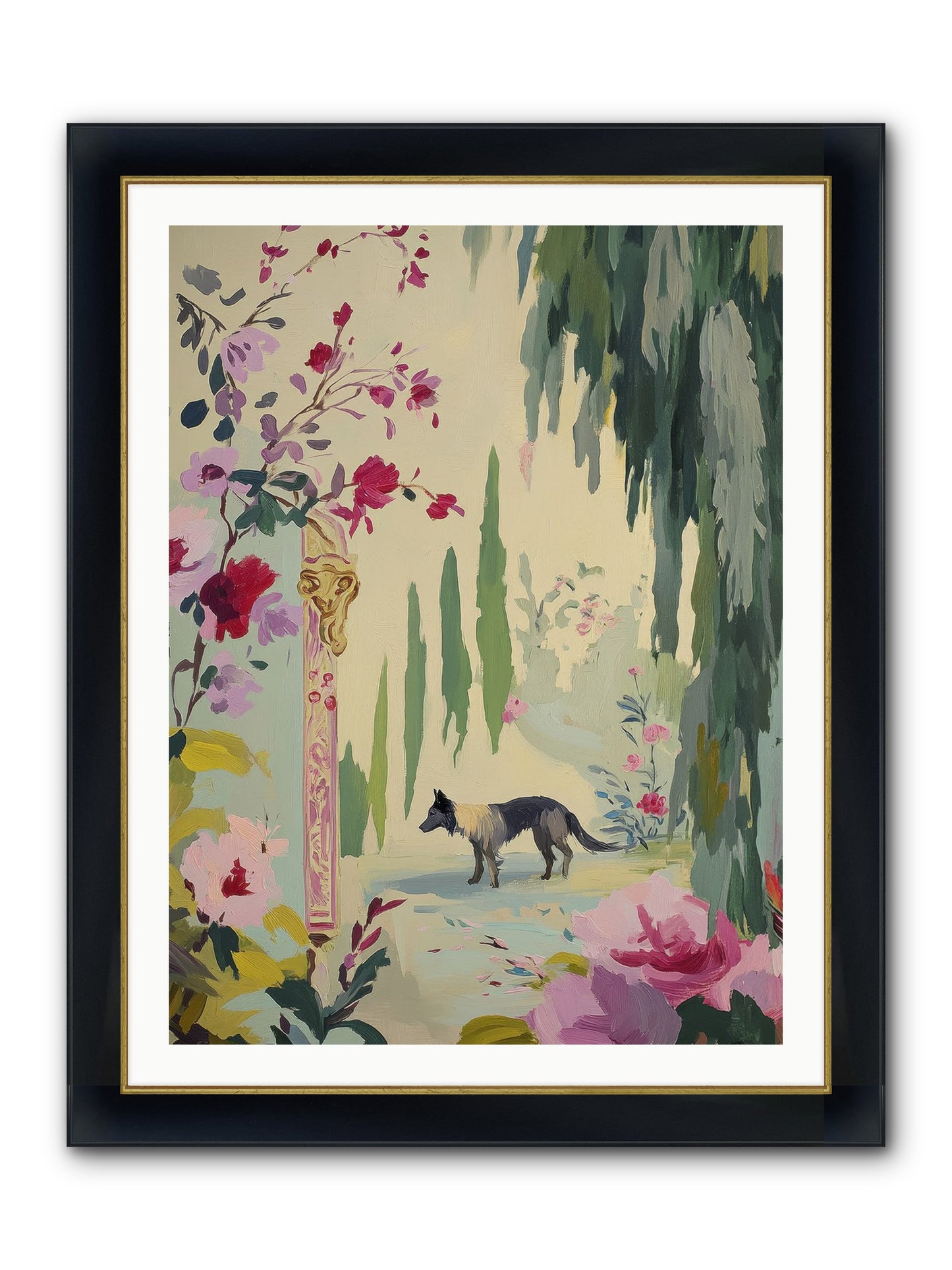 Primrose Field Framed Print - Wide Black w/Gold 30x40