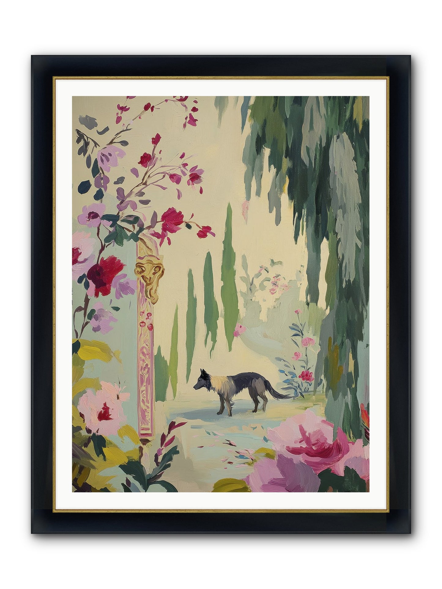 Primrose Field Framed Print - Wide Black w/Gold 36x48
