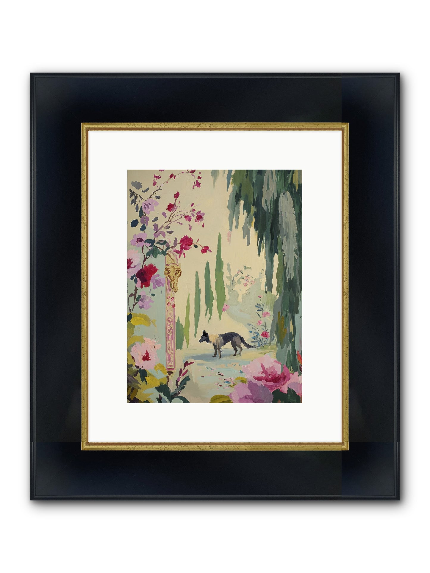 Primrose Field Framed Print - Wide Black w/Gold 9x12